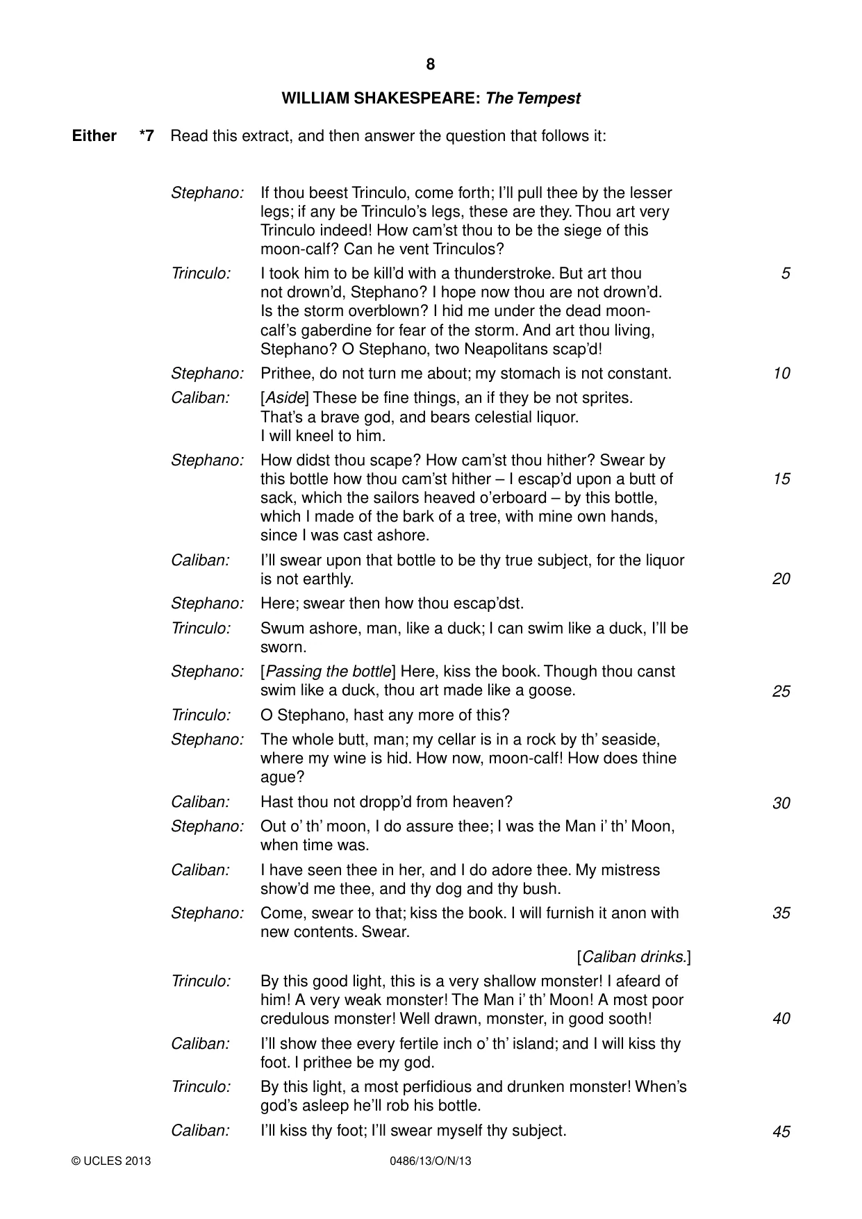 Cambridge IGCSE English - Literature 0486 2013 Oct/Nov Paper 1 · Variant 3 question paper, page 8 of 28