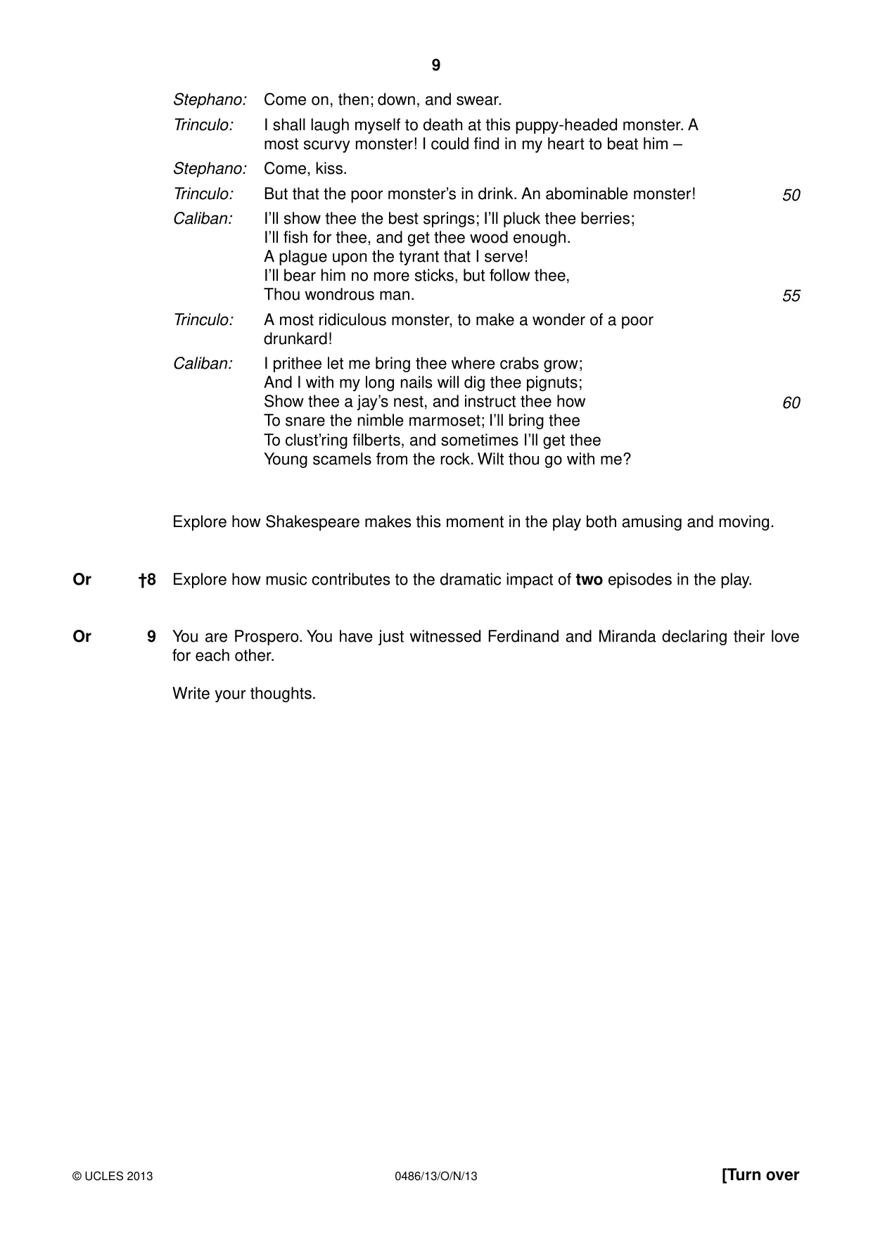 Cambridge IGCSE English - Literature 0486 2013 Oct/Nov Paper 1 · Variant 3 question paper, page 9 of 28