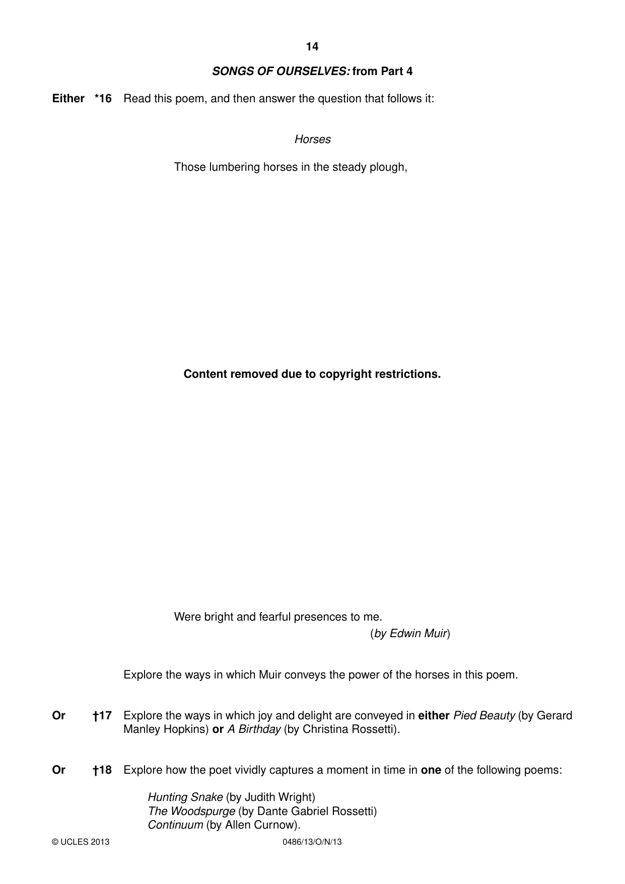 Cambridge IGCSE English - Literature 0486 2013 Oct/Nov Paper 1 · Variant 3 question paper, page 14 of 28