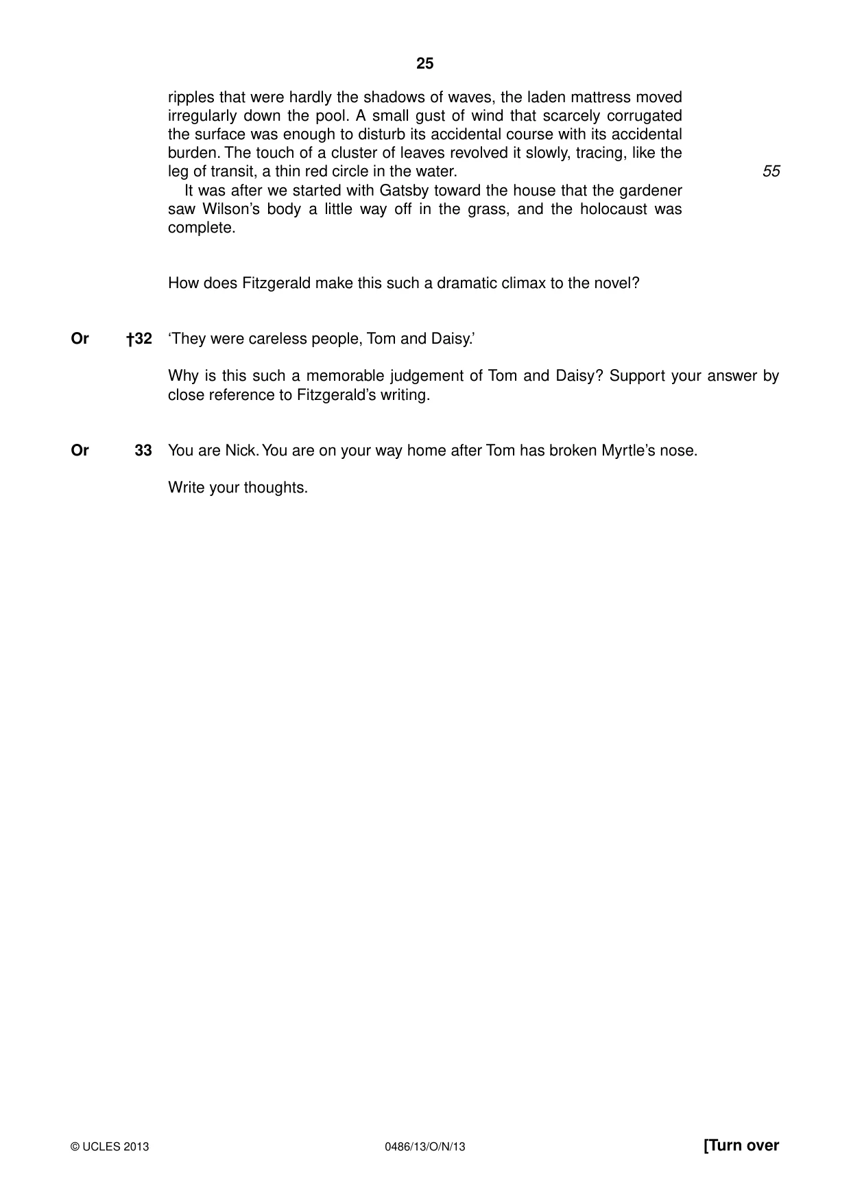 Cambridge IGCSE English - Literature 0486 2013 Oct/Nov Paper 1 · Variant 3 question paper, page 25 of 28