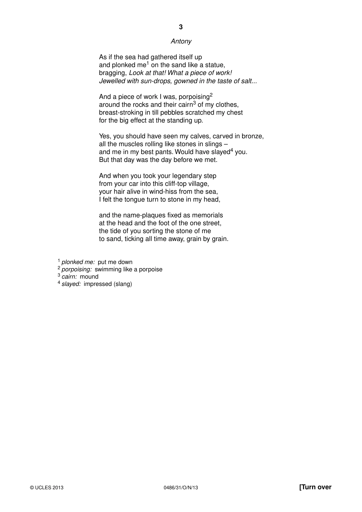 Cambridge IGCSE English - Literature 0486 2013 Oct/Nov Paper 3 · Variant 1 question paper, page 3 of 8
