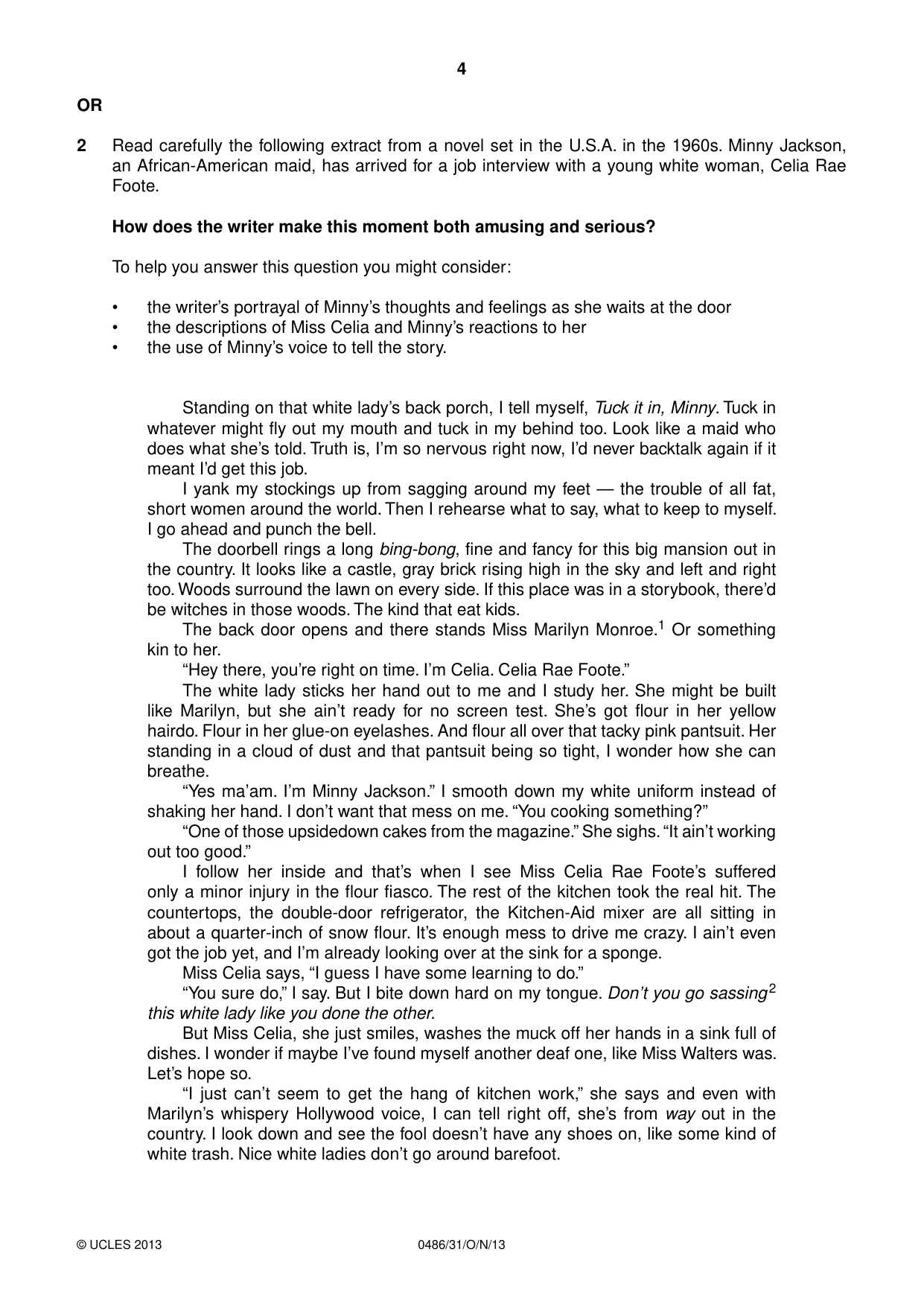 Cambridge IGCSE English - Literature 0486 2013 Oct/Nov Paper 3 · Variant 1 question paper, page 4 of 8