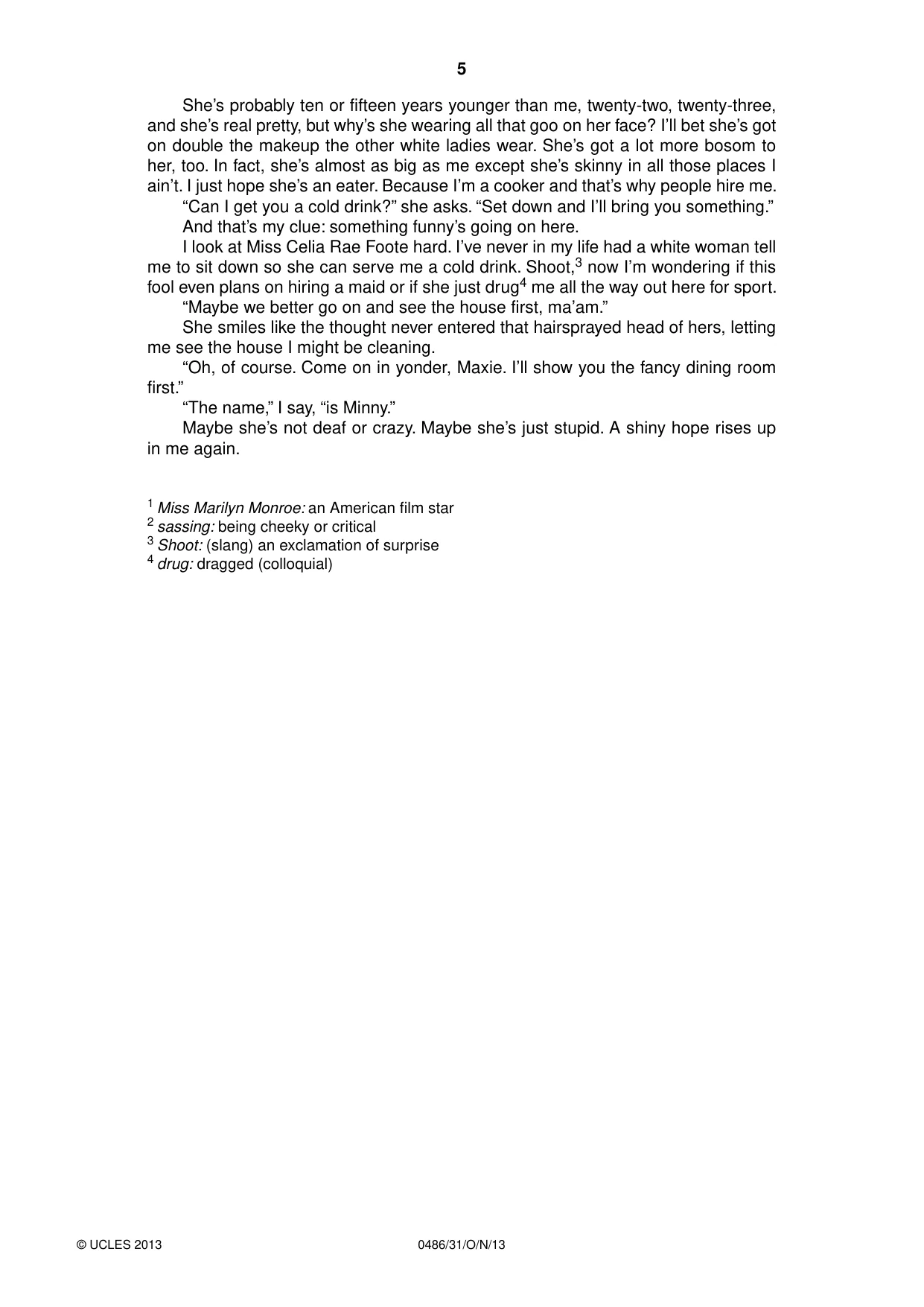 Cambridge IGCSE English - Literature 0486 2013 Oct/Nov Paper 3 · Variant 1 question paper, page 5 of 8