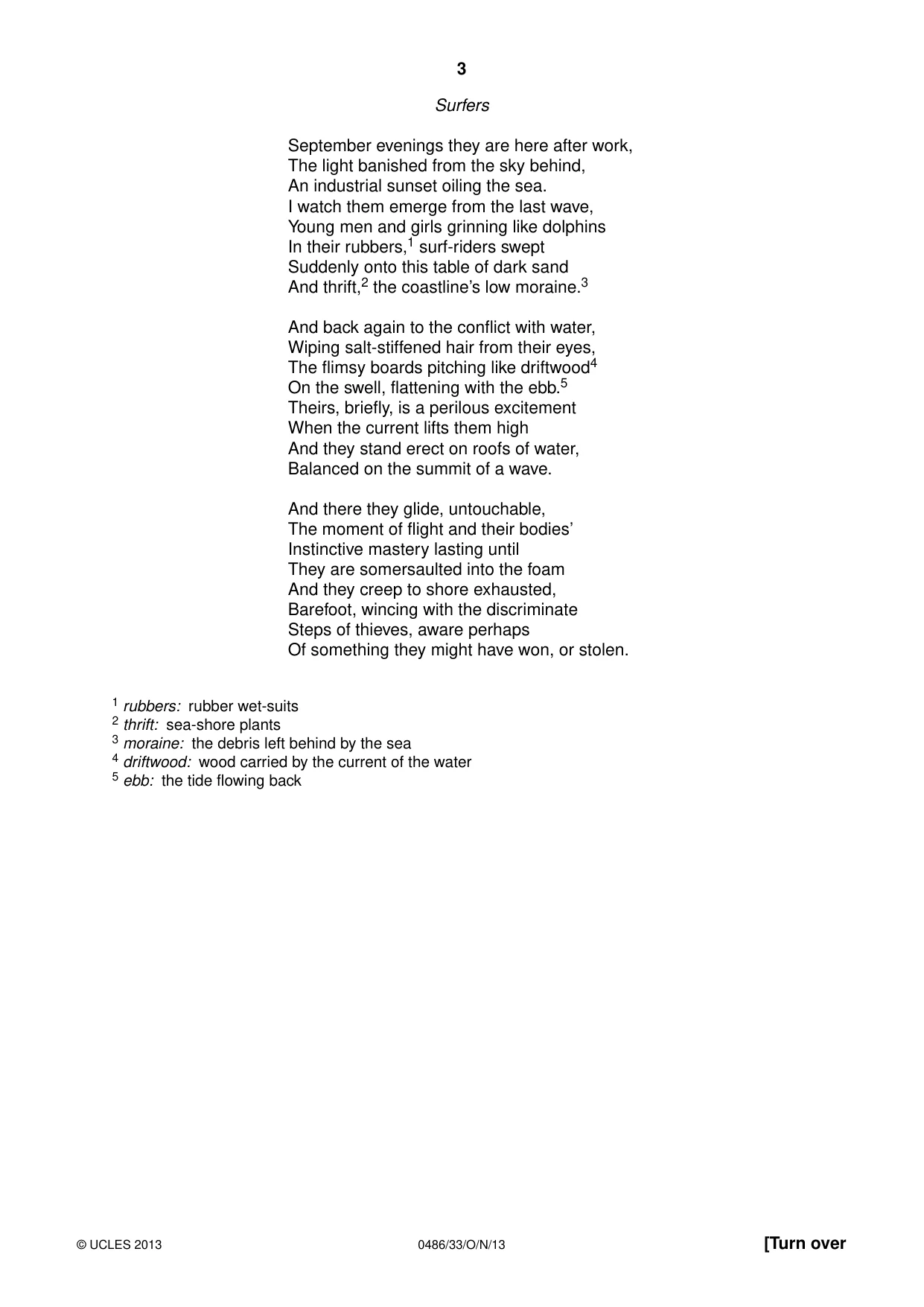 Cambridge IGCSE English - Literature 0486 2013 Oct/Nov Paper 3 · Variant 3 question paper, page 3 of 8