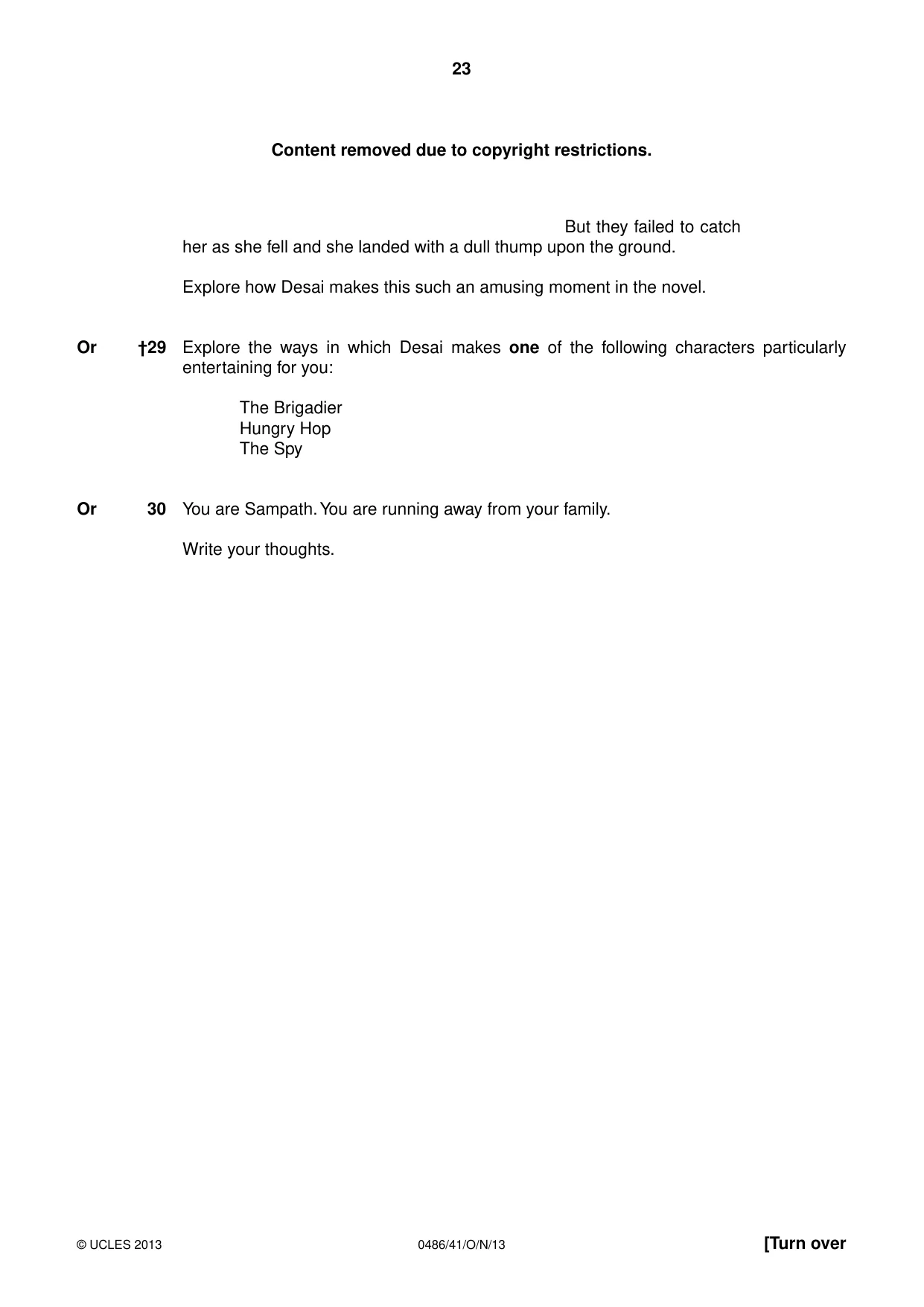 Cambridge IGCSE English - Literature 0486 2013 Oct/Nov Paper 4 · Variant 1 question paper, page 23 of 28