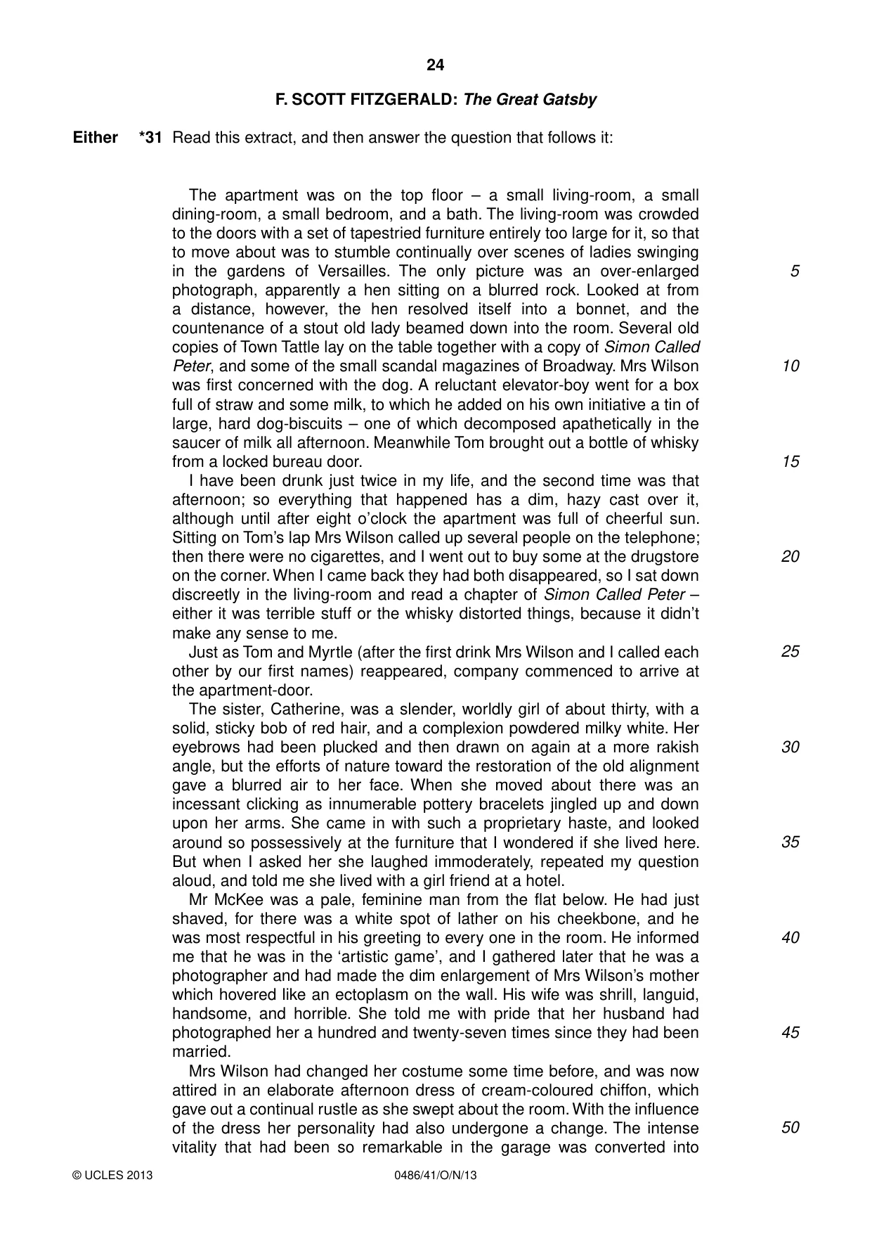 Cambridge IGCSE English - Literature 0486 2013 Oct/Nov Paper 4 · Variant 1 question paper, page 24 of 28