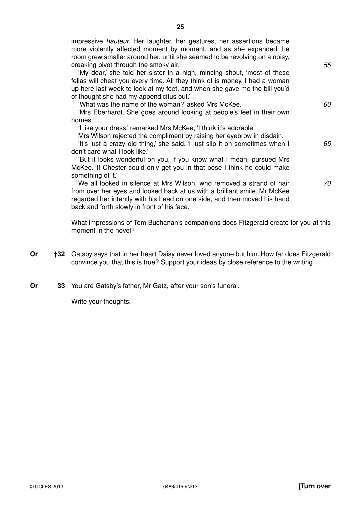 Cambridge IGCSE English - Literature 0486 2013 Oct/Nov Paper 4 · Variant 1 question paper, page 25 of 28