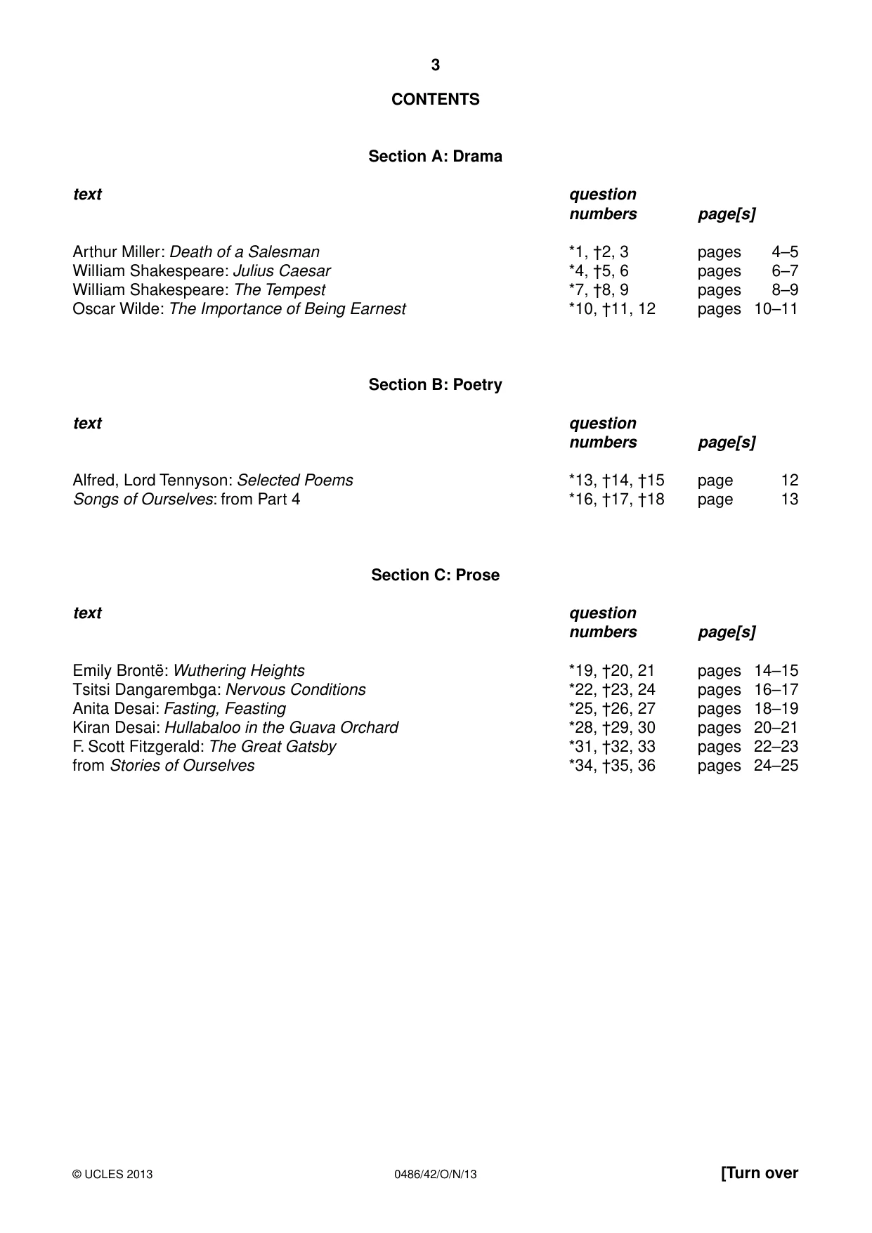 Cambridge IGCSE English - Literature 0486 2013 Oct/Nov Paper 4 · Variant 2 question paper, page 3 of 28