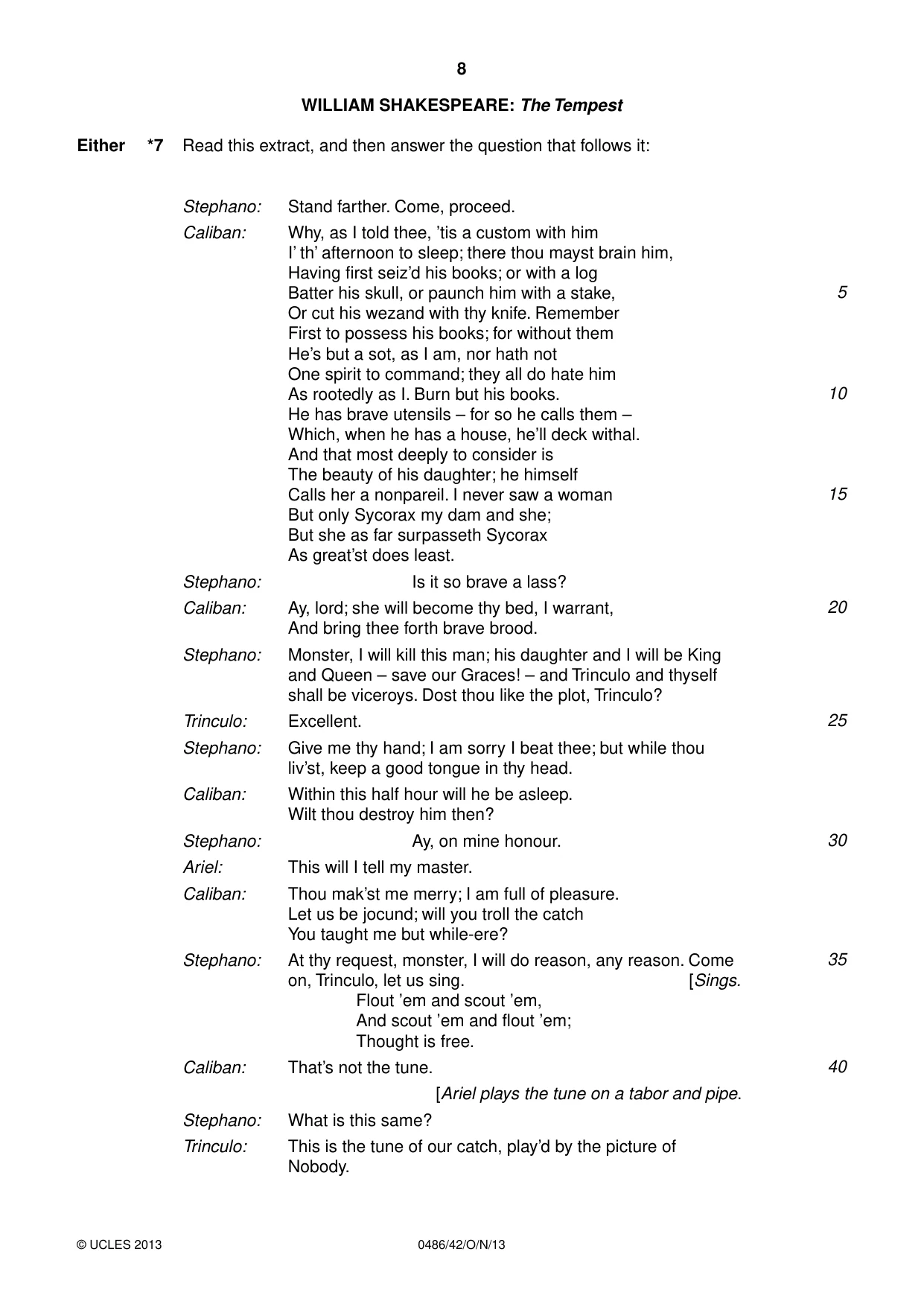 Cambridge IGCSE English - Literature 0486 2013 Oct/Nov Paper 4 · Variant 2 question paper, page 8 of 28