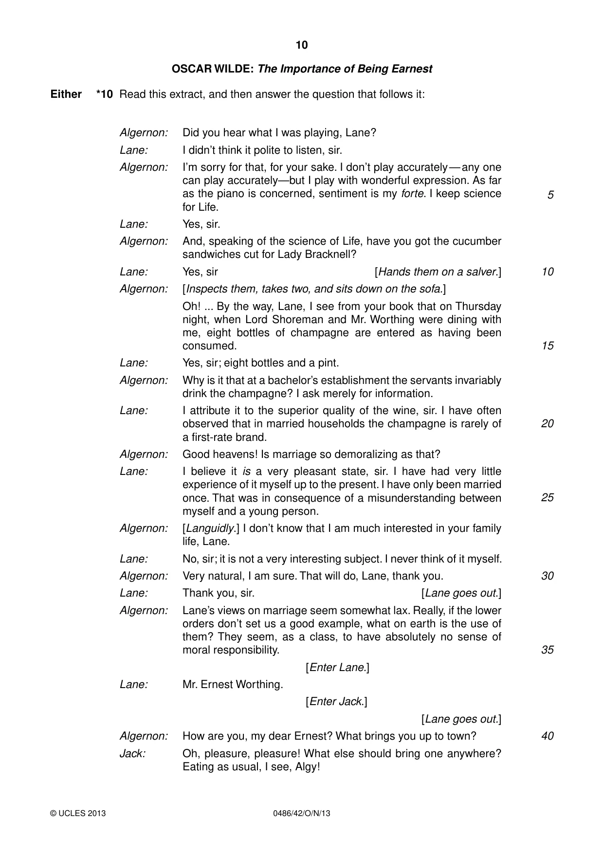 Cambridge IGCSE English - Literature 0486 2013 Oct/Nov Paper 4 · Variant 2 question paper, page 10 of 28