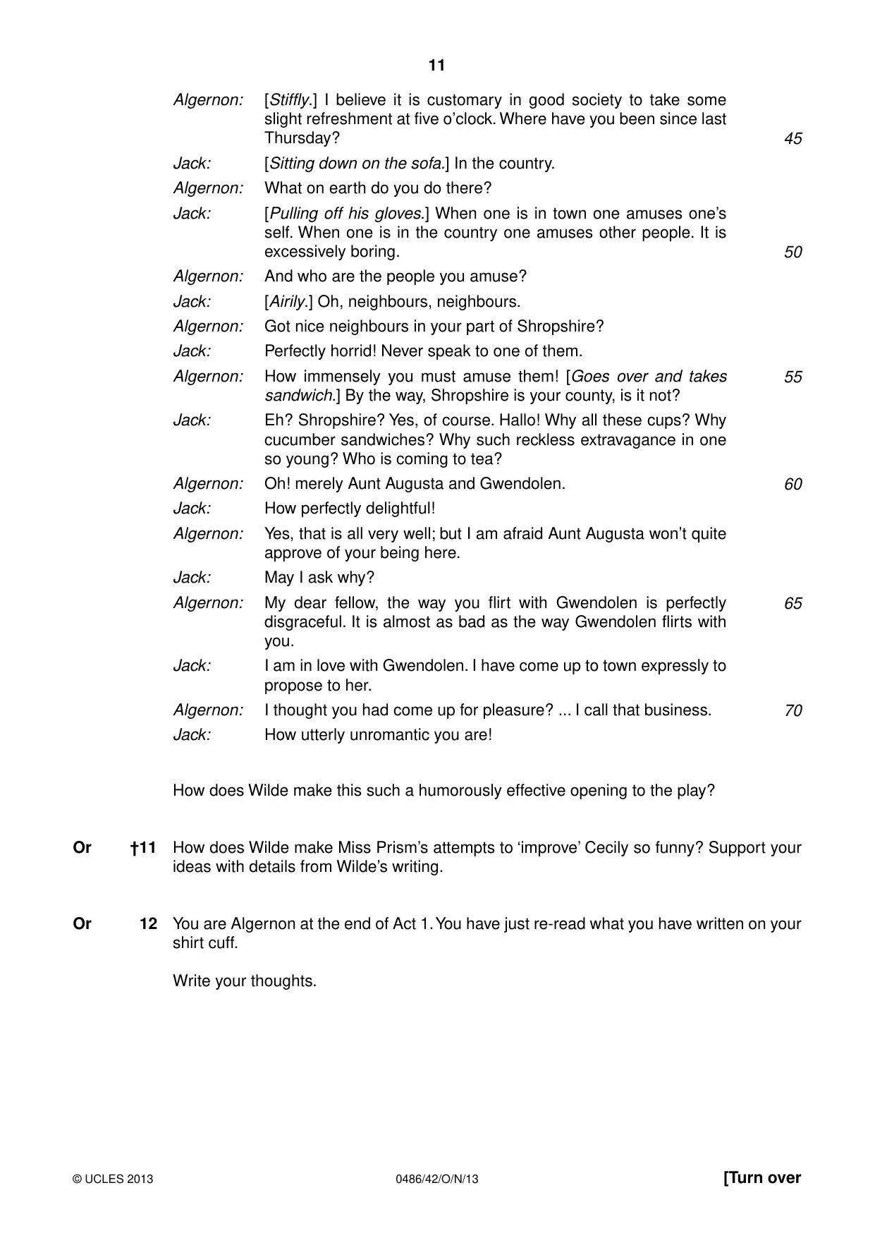 Cambridge IGCSE English - Literature 0486 2013 Oct/Nov Paper 4 · Variant 2 question paper, page 11 of 28