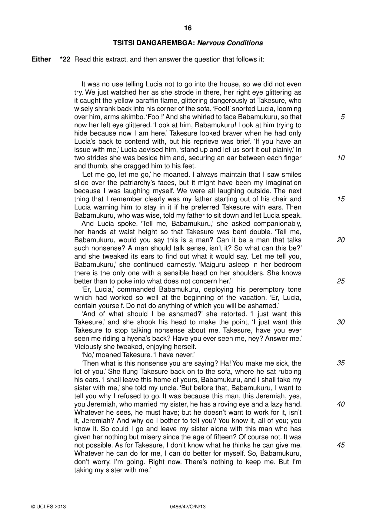 Cambridge IGCSE English - Literature 0486 2013 Oct/Nov Paper 4 · Variant 2 question paper, page 16 of 28