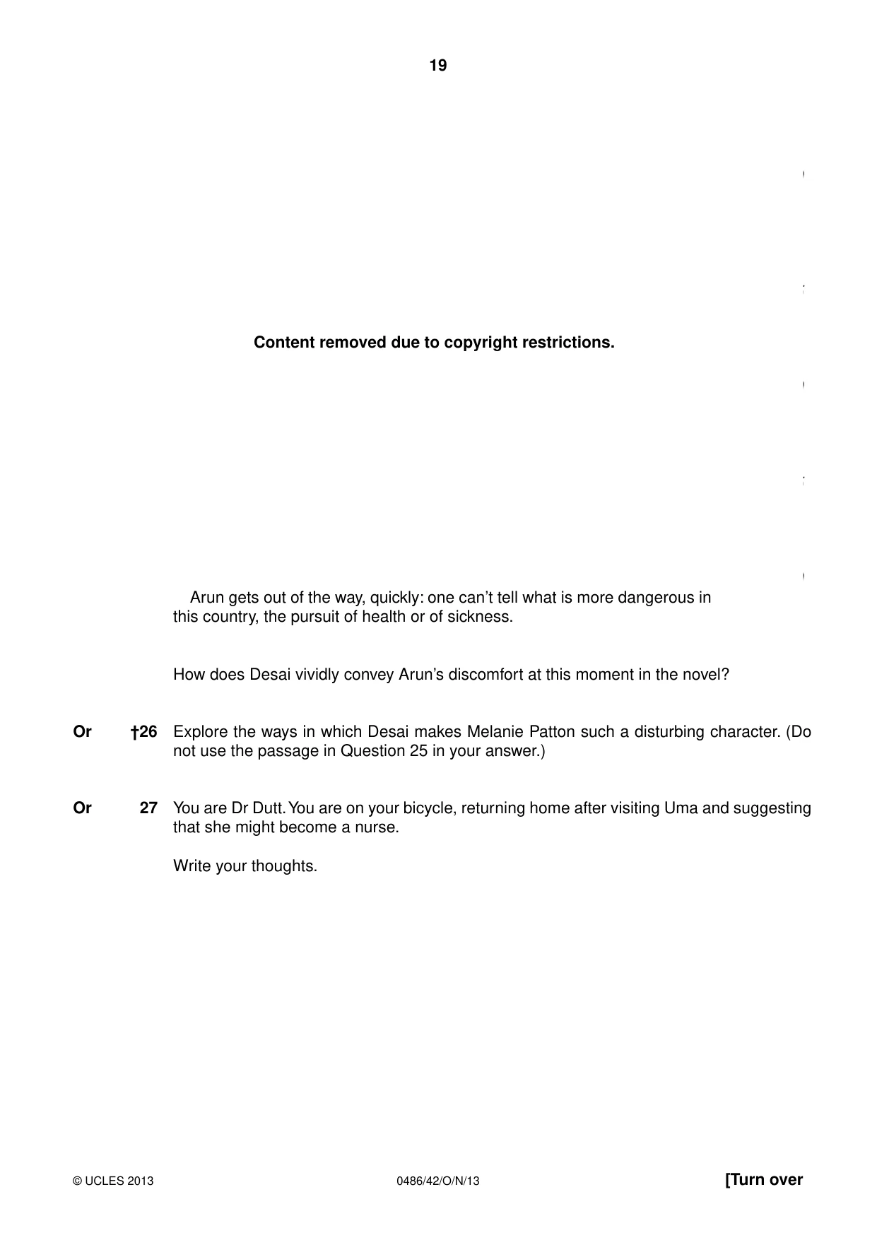 Cambridge IGCSE English - Literature 0486 2013 Oct/Nov Paper 4 · Variant 2 question paper, page 19 of 28