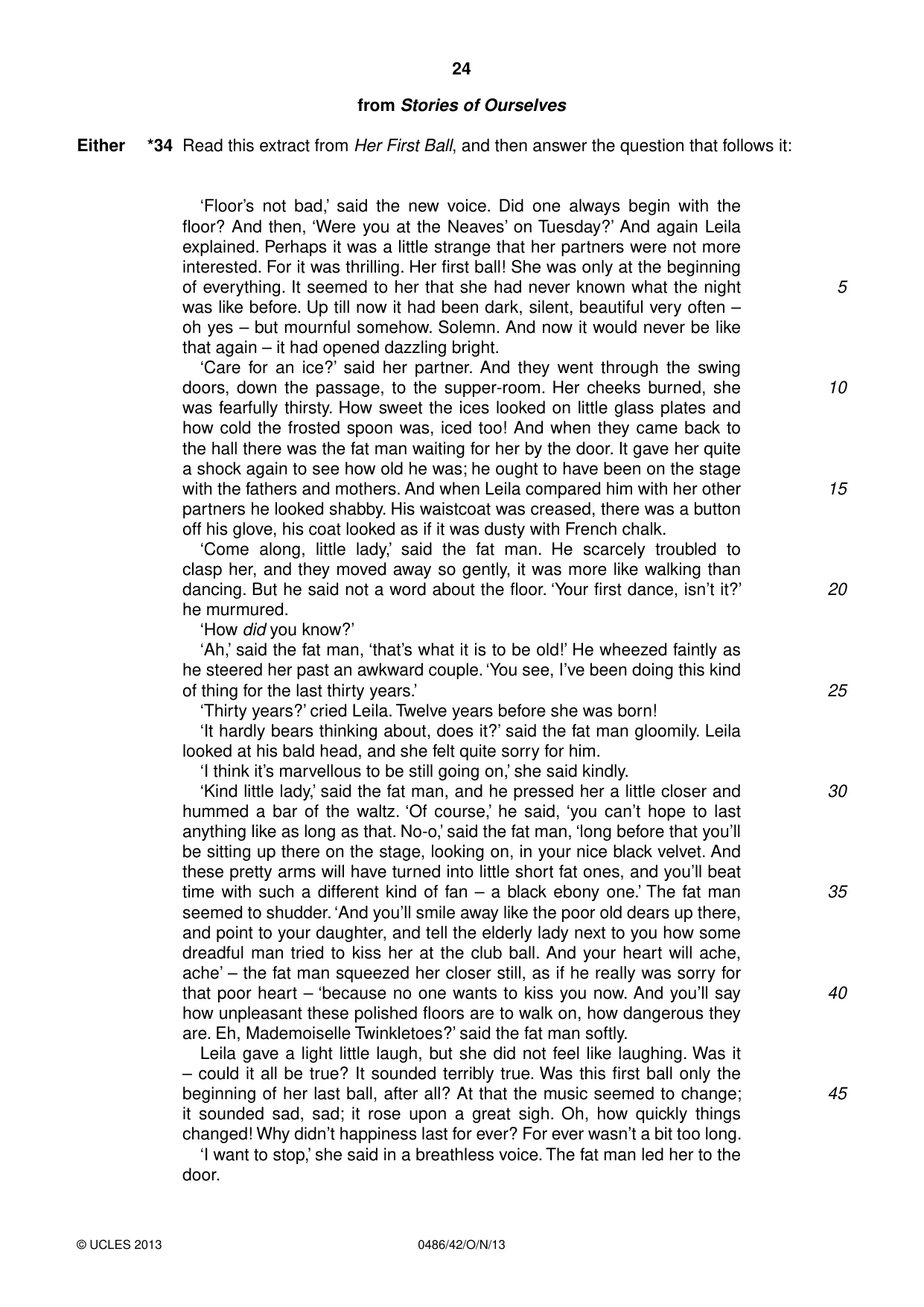 Cambridge IGCSE English - Literature 0486 2013 Oct/Nov Paper 4 · Variant 2 question paper, page 24 of 28