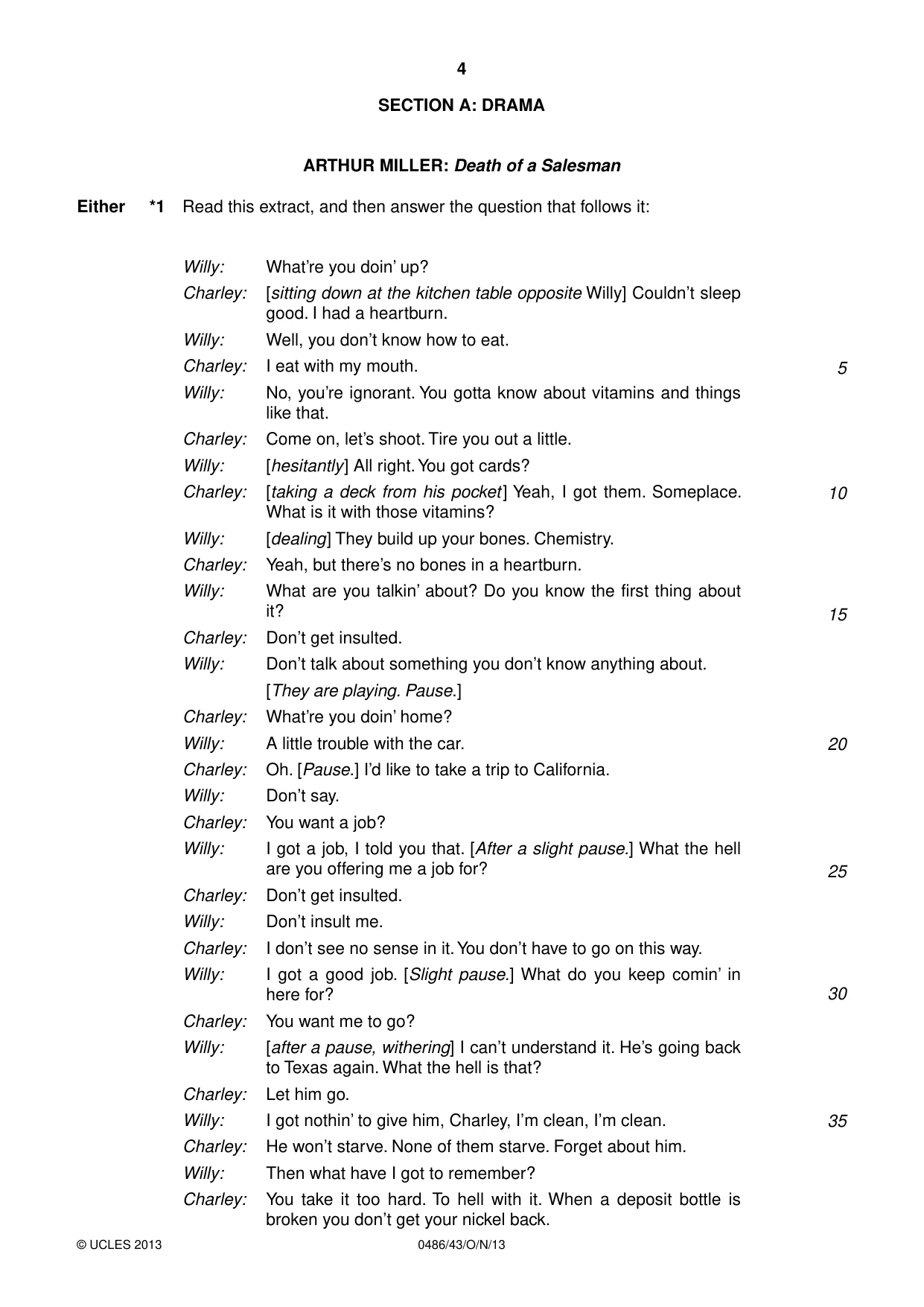 Cambridge IGCSE English - Literature 0486 2013 Oct/Nov Paper 4 · Variant 3 question paper, page 4 of 28
