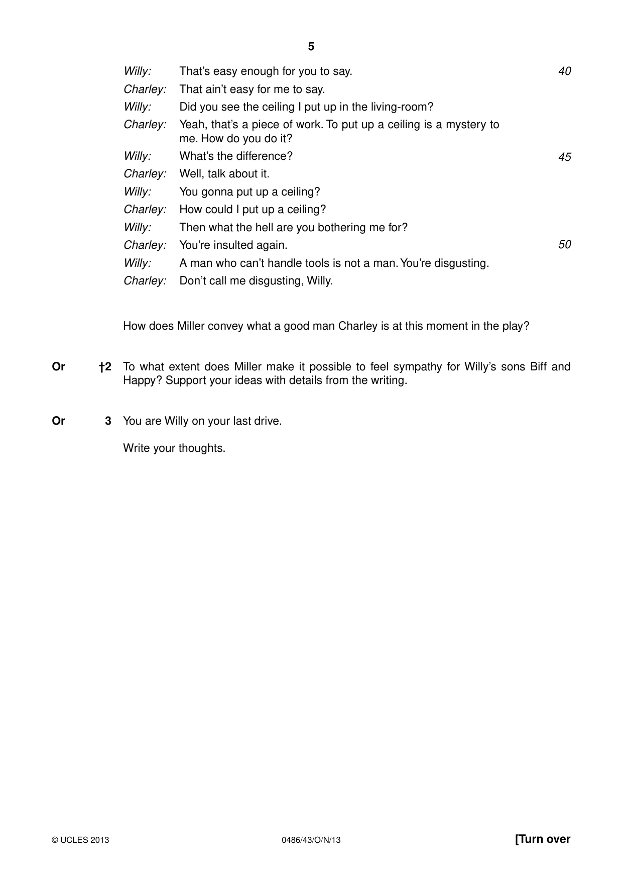 Cambridge IGCSE English - Literature 0486 2013 Oct/Nov Paper 4 · Variant 3 question paper, page 5 of 28