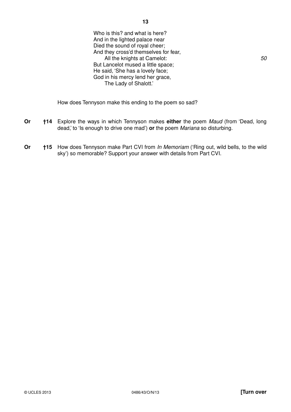 Cambridge IGCSE English - Literature 0486 2013 Oct/Nov Paper 4 · Variant 3 question paper, page 13 of 28