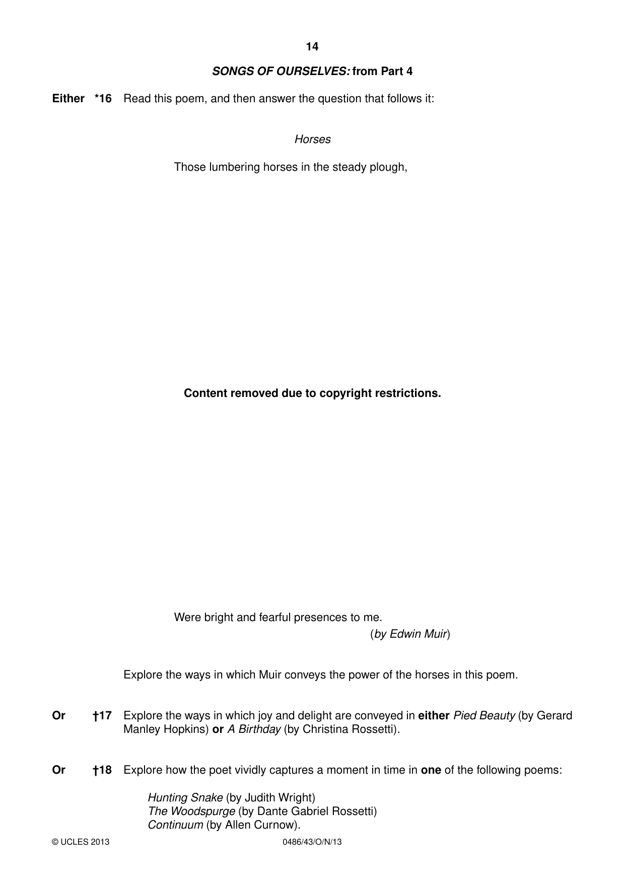 Cambridge IGCSE English - Literature 0486 2013 Oct/Nov Paper 4 · Variant 3 question paper, page 14 of 28