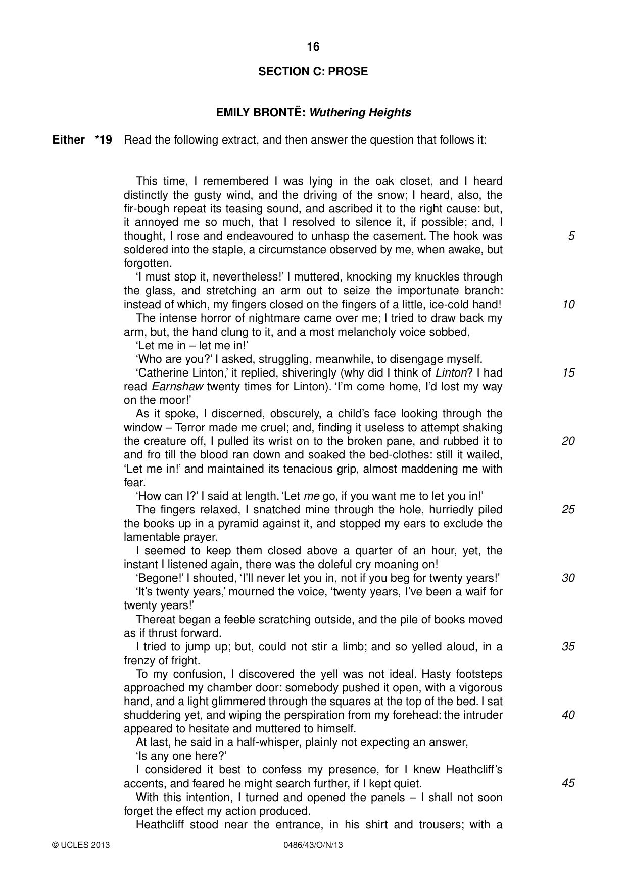 Cambridge IGCSE English - Literature 0486 2013 Oct/Nov Paper 4 · Variant 3 question paper, page 16 of 28