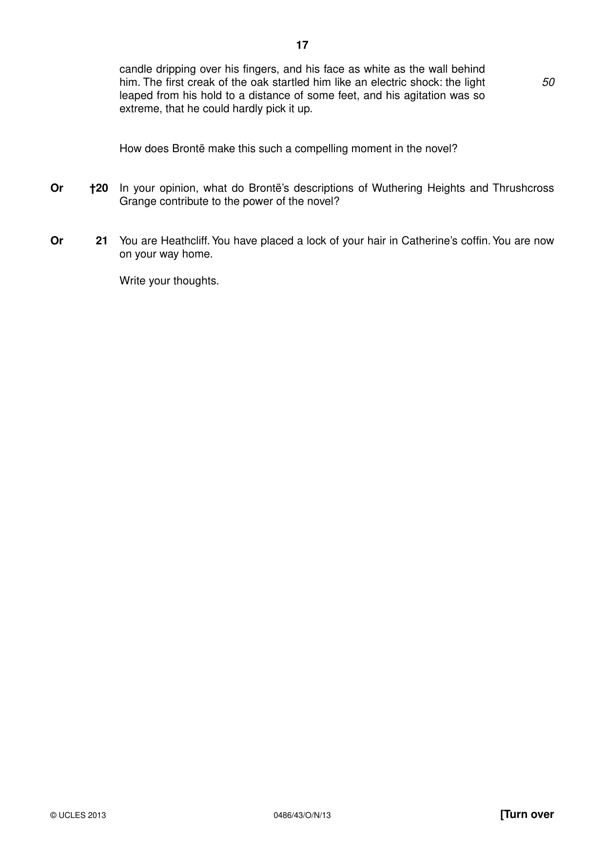 Cambridge IGCSE English - Literature 0486 2013 Oct/Nov Paper 4 · Variant 3 question paper, page 17 of 28
