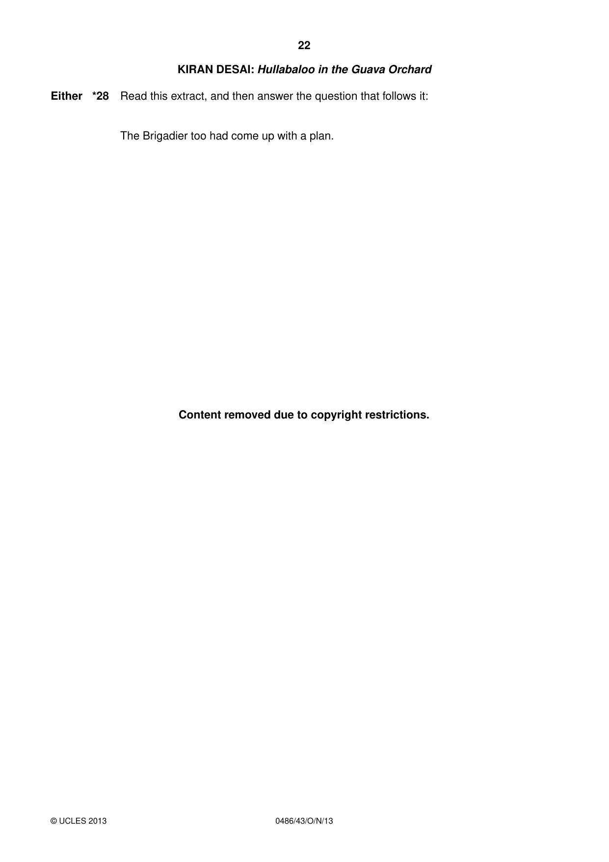Cambridge IGCSE English - Literature 0486 2013 Oct/Nov Paper 4 · Variant 3 question paper, page 22 of 28