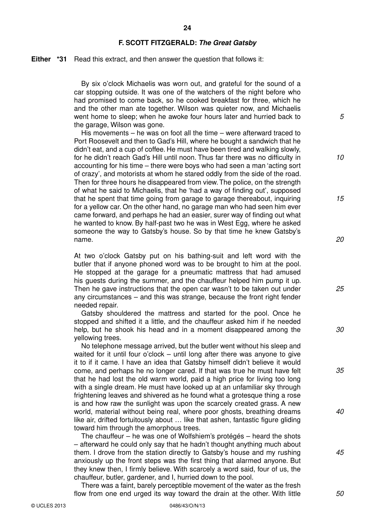 Cambridge IGCSE English - Literature 0486 2013 Oct/Nov Paper 4 · Variant 3 question paper, page 24 of 28