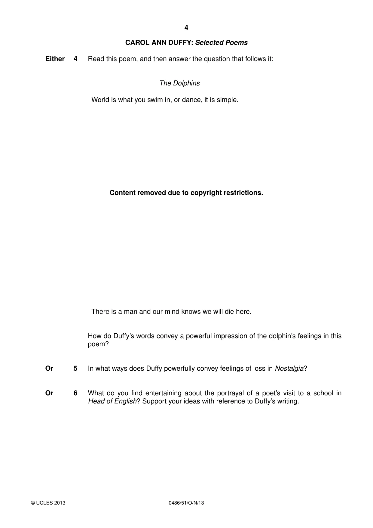 Cambridge IGCSE English - Literature 0486 2013 Oct/Nov Paper 5 · Variant 1 question paper, page 4 of 16