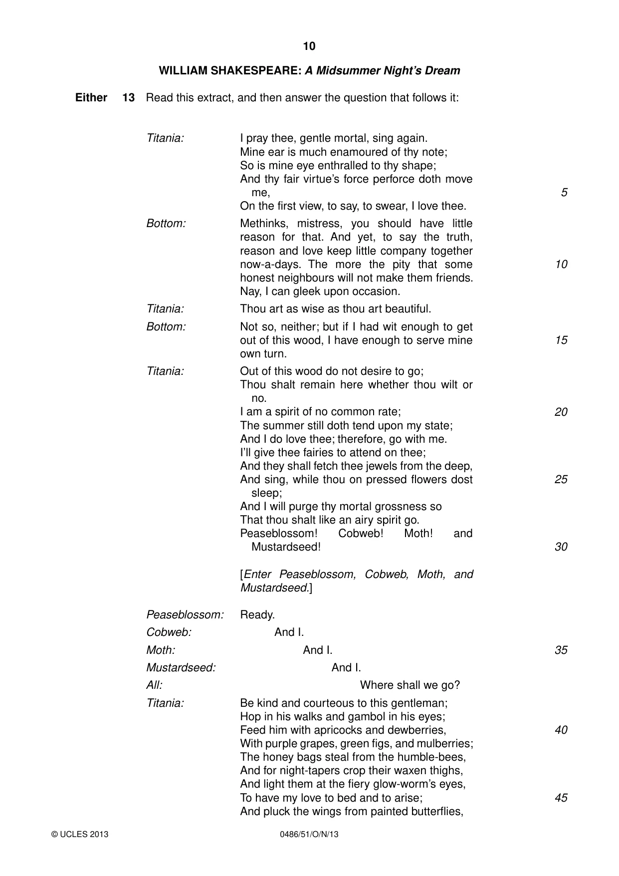 Cambridge IGCSE English - Literature 0486 2013 Oct/Nov Paper 5 · Variant 1 question paper, page 10 of 16