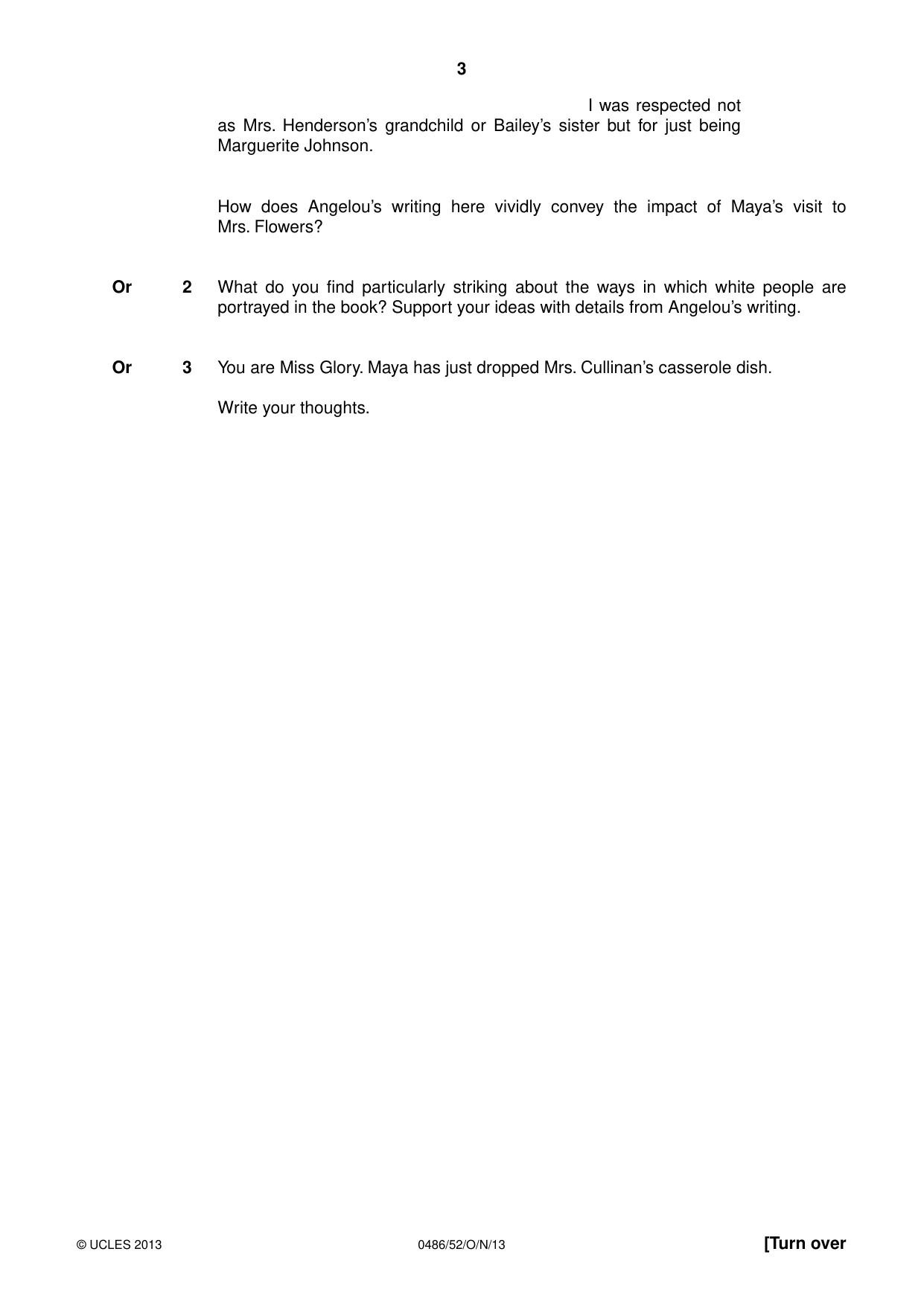 Cambridge IGCSE English - Literature 0486 2013 Oct/Nov Paper 5 · Variant 2 question paper, page 3 of 16