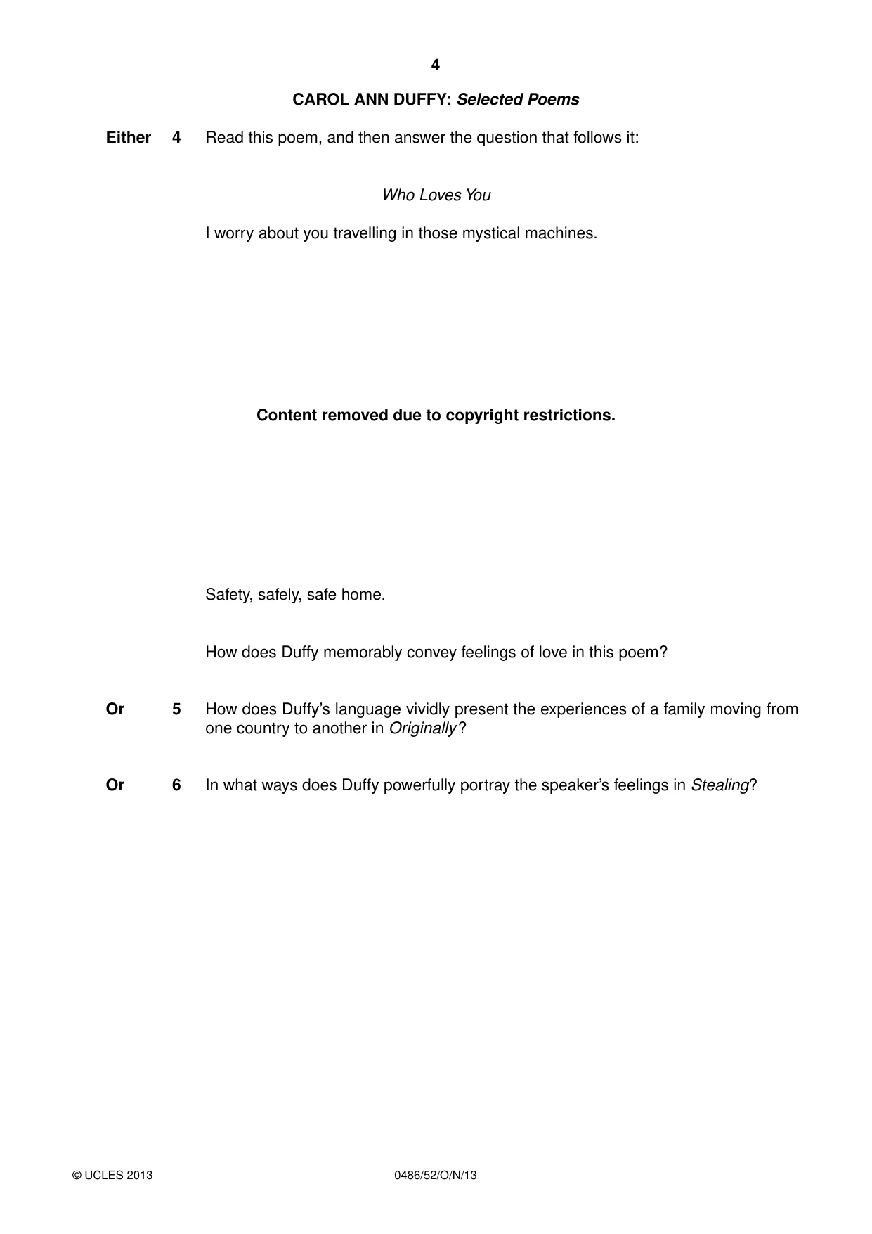 Cambridge IGCSE English - Literature 0486 2013 Oct/Nov Paper 5 · Variant 2 question paper, page 4 of 16