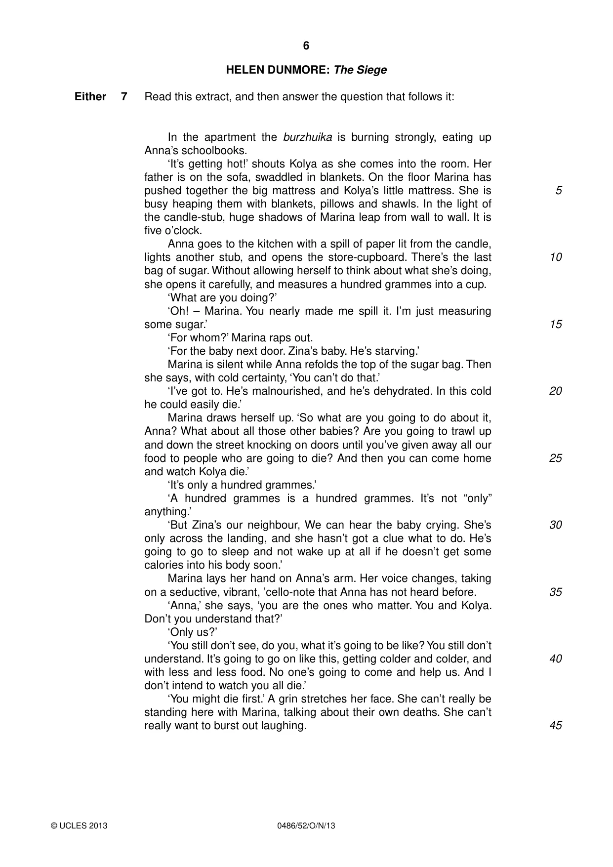 Cambridge IGCSE English - Literature 0486 2013 Oct/Nov Paper 5 · Variant 2 question paper, page 6 of 16