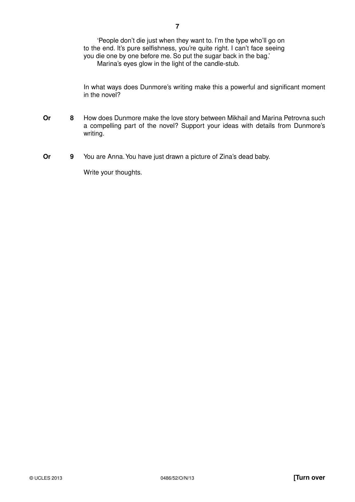 Cambridge IGCSE English - Literature 0486 2013 Oct/Nov Paper 5 · Variant 2 question paper, page 7 of 16