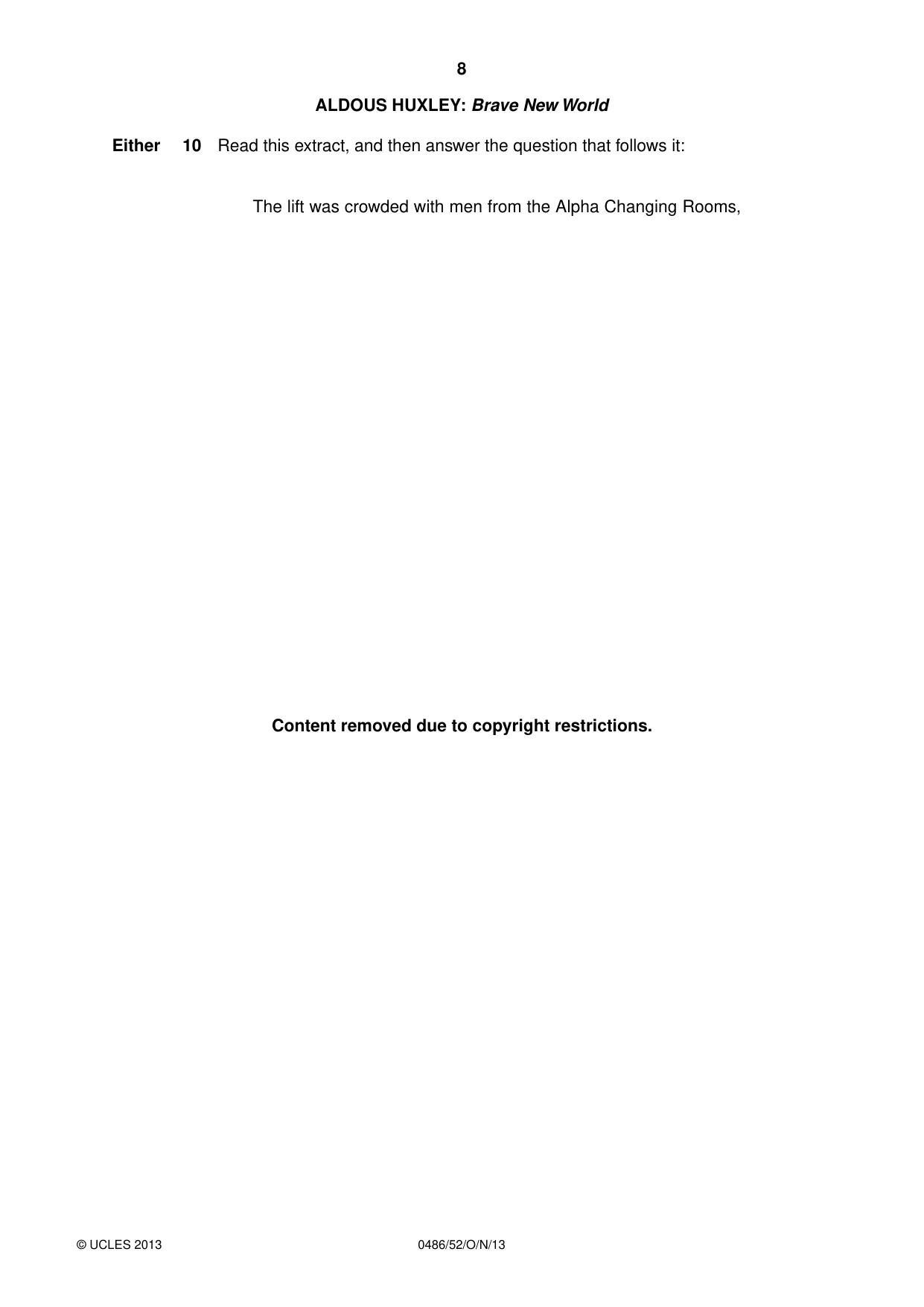 Cambridge IGCSE English - Literature 0486 2013 Oct/Nov Paper 5 · Variant 2 question paper, page 8 of 16