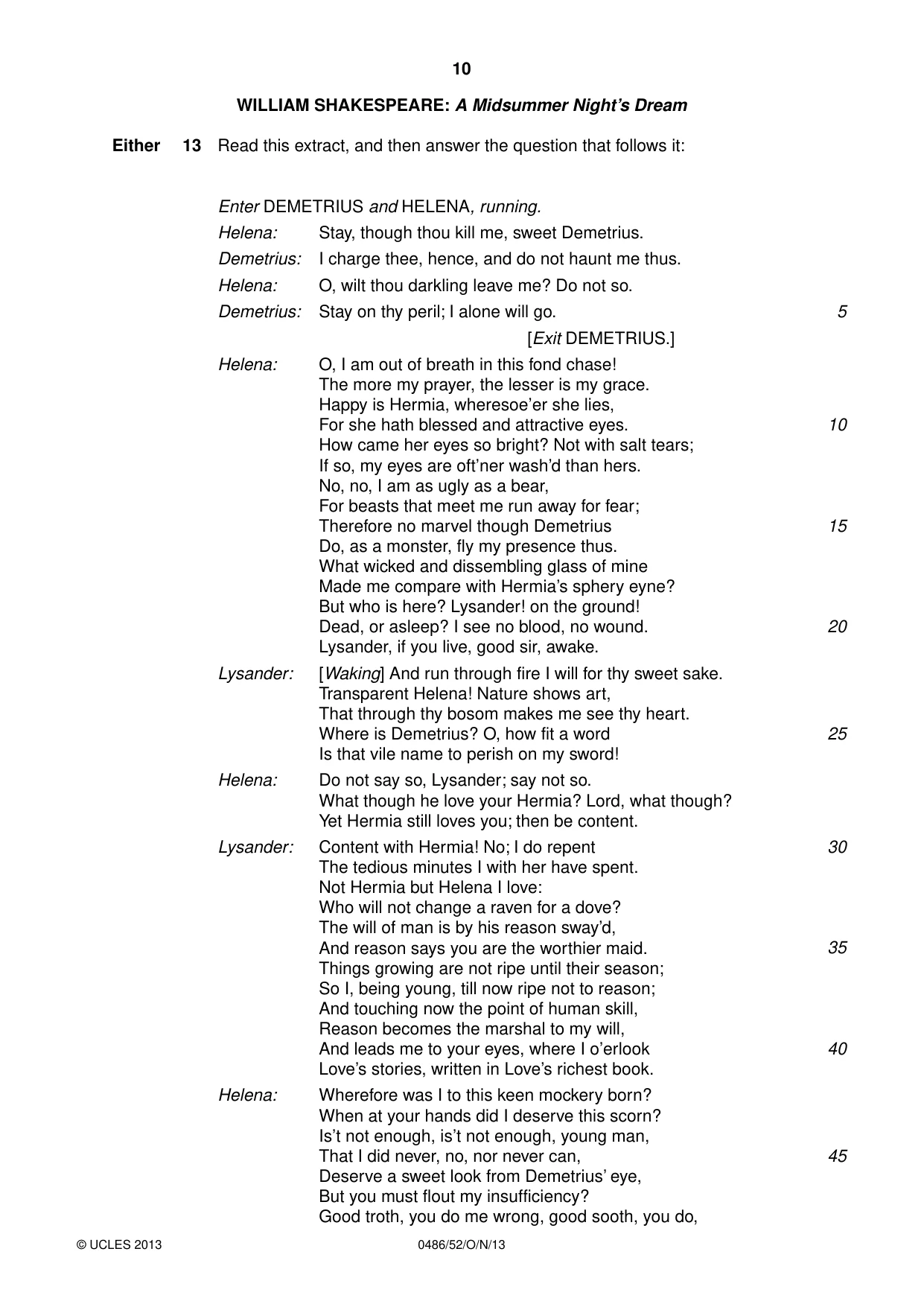 Cambridge IGCSE English - Literature 0486 2013 Oct/Nov Paper 5 · Variant 2 question paper, page 10 of 16