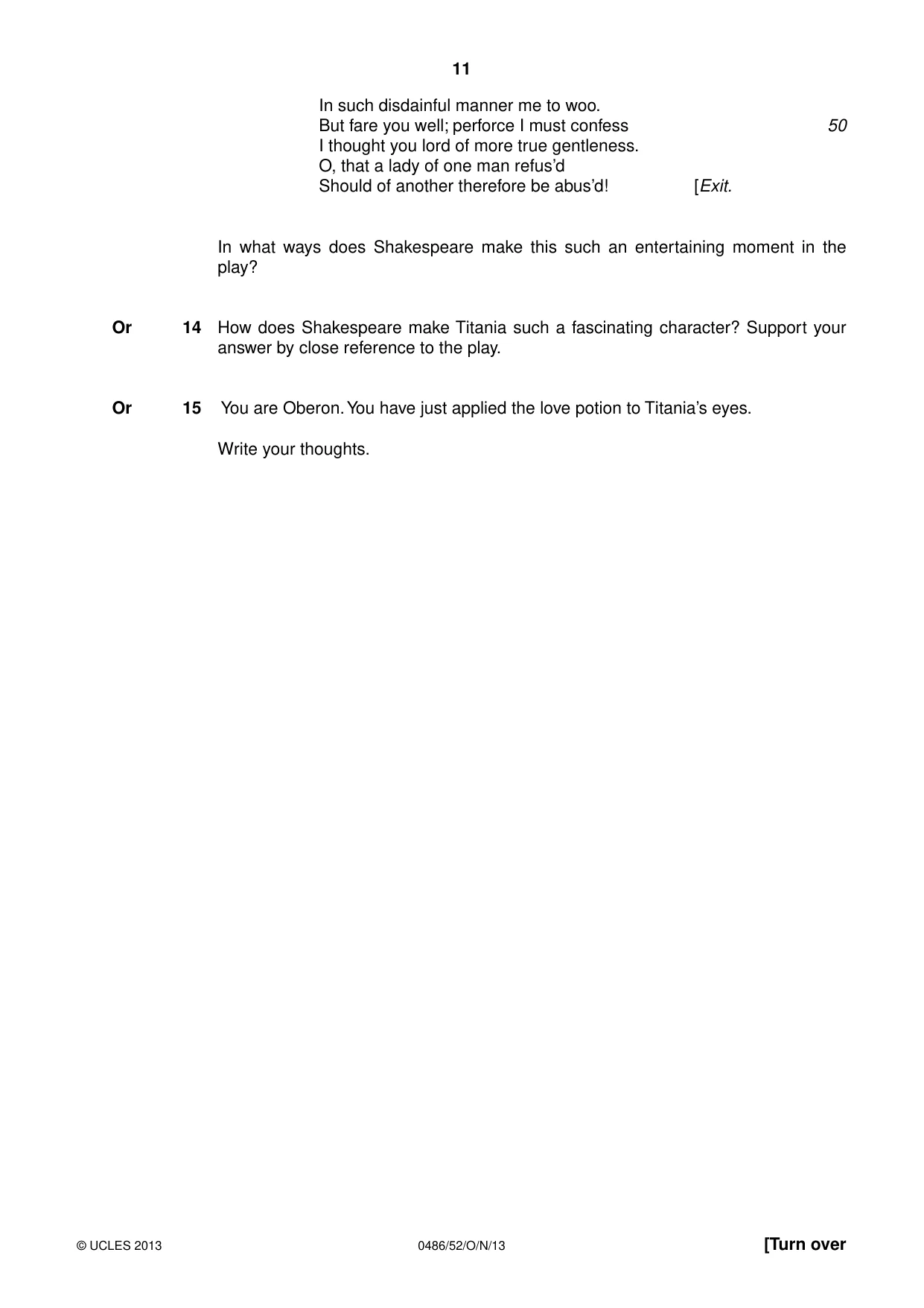 Cambridge IGCSE English - Literature 0486 2013 Oct/Nov Paper 5 · Variant 2 question paper, page 11 of 16