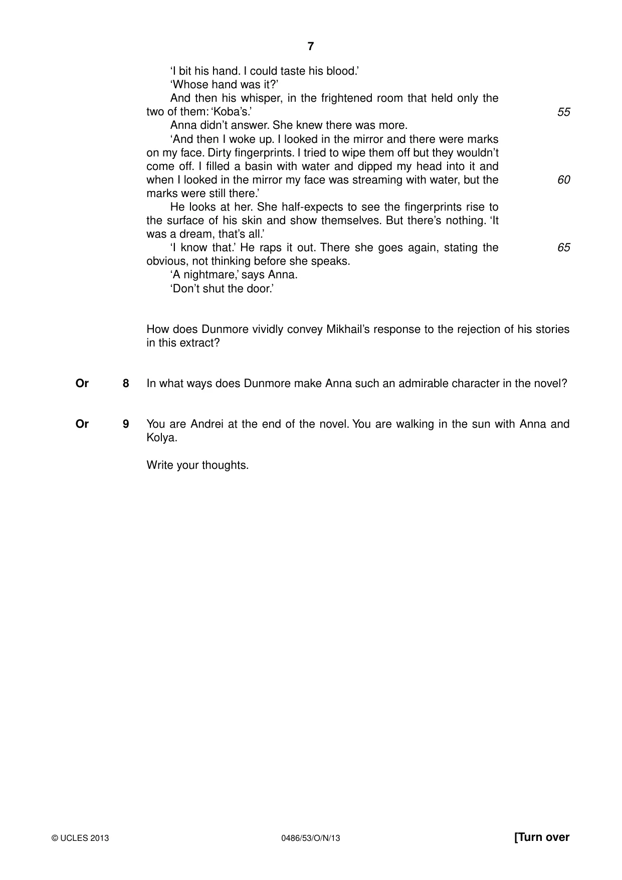 Cambridge IGCSE English - Literature 0486 2013 Oct/Nov Paper 5 · Variant 3 question paper, page 7 of 16