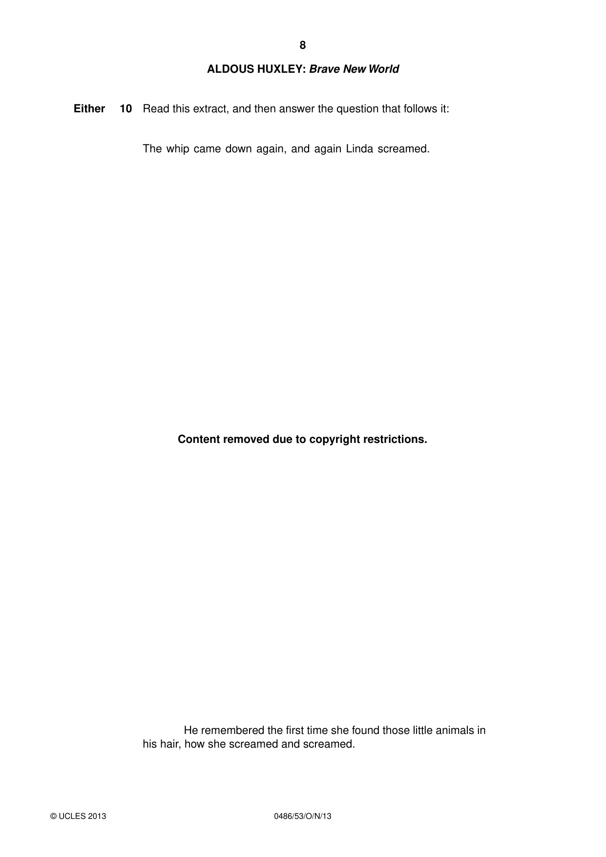 Cambridge IGCSE English - Literature 0486 2013 Oct/Nov Paper 5 · Variant 3 question paper, page 8 of 16