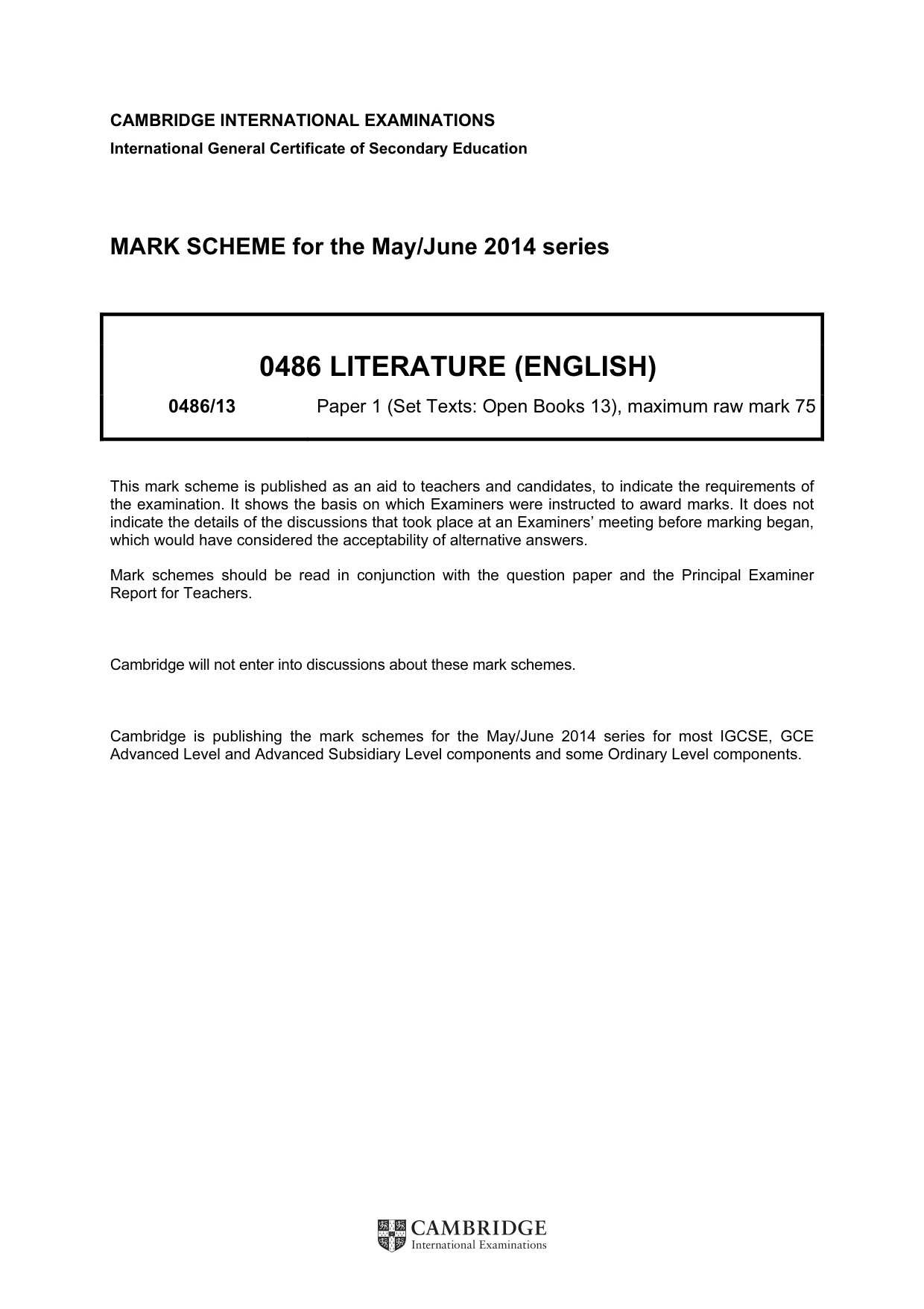 Mark scheme, page 1 of 3