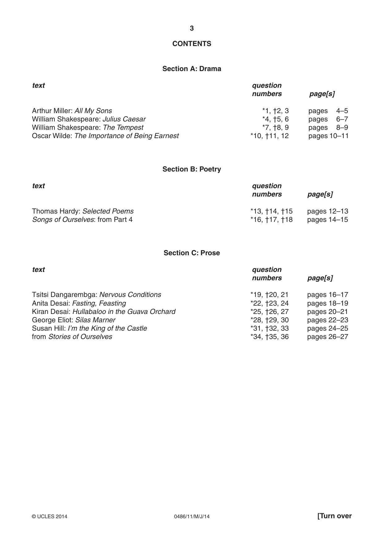 Cambridge IGCSE English - Literature 0486 2014 May/June Paper 1 · Variant 1 question paper, page 3 of 28
