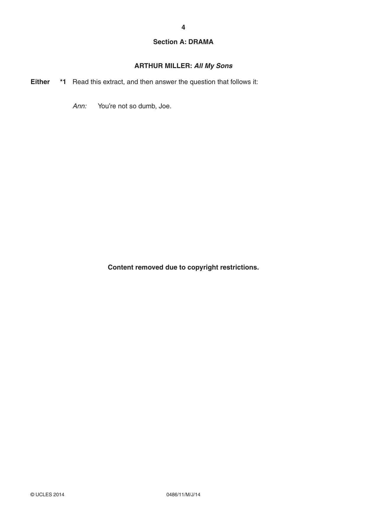 Cambridge IGCSE English - Literature 0486 2014 May/June Paper 1 · Variant 1 question paper, page 4 of 28