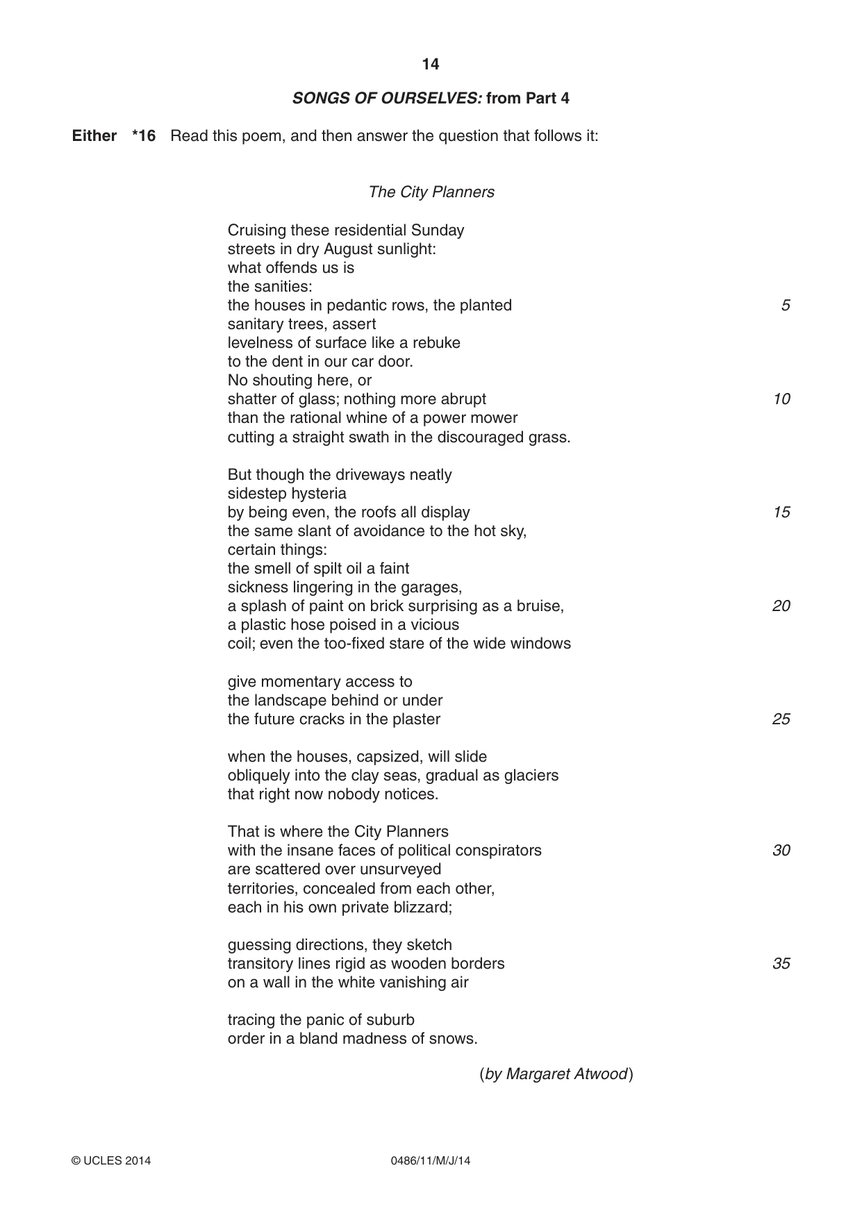 Cambridge IGCSE English - Literature 0486 2014 May/June Paper 1 · Variant 1 question paper, page 14 of 28