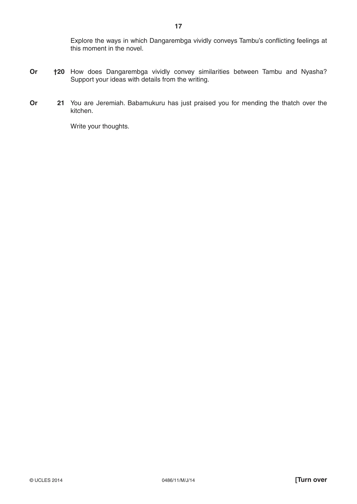 Cambridge IGCSE English - Literature 0486 2014 May/June Paper 1 · Variant 1 question paper, page 17 of 28