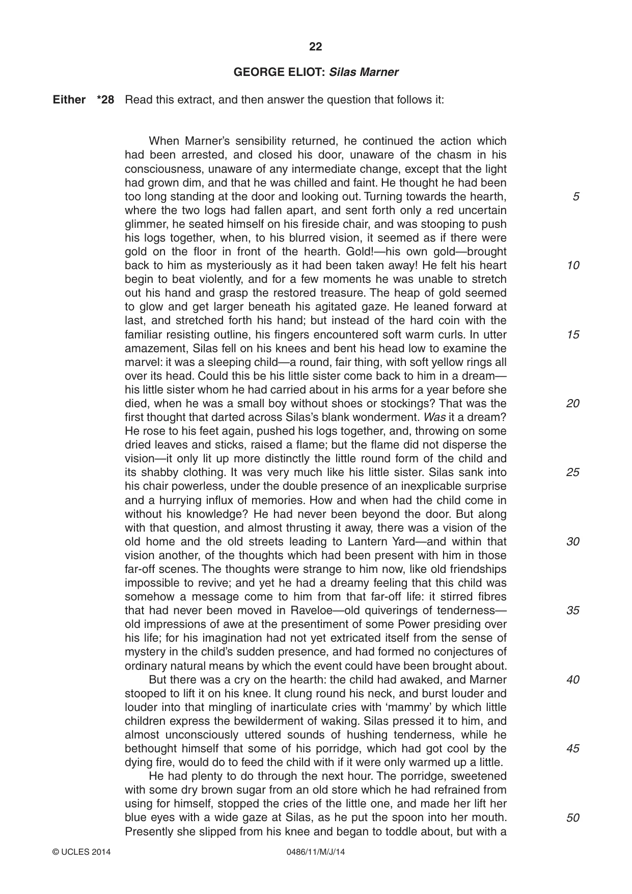 Cambridge IGCSE English - Literature 0486 2014 May/June Paper 1 · Variant 1 question paper, page 22 of 28