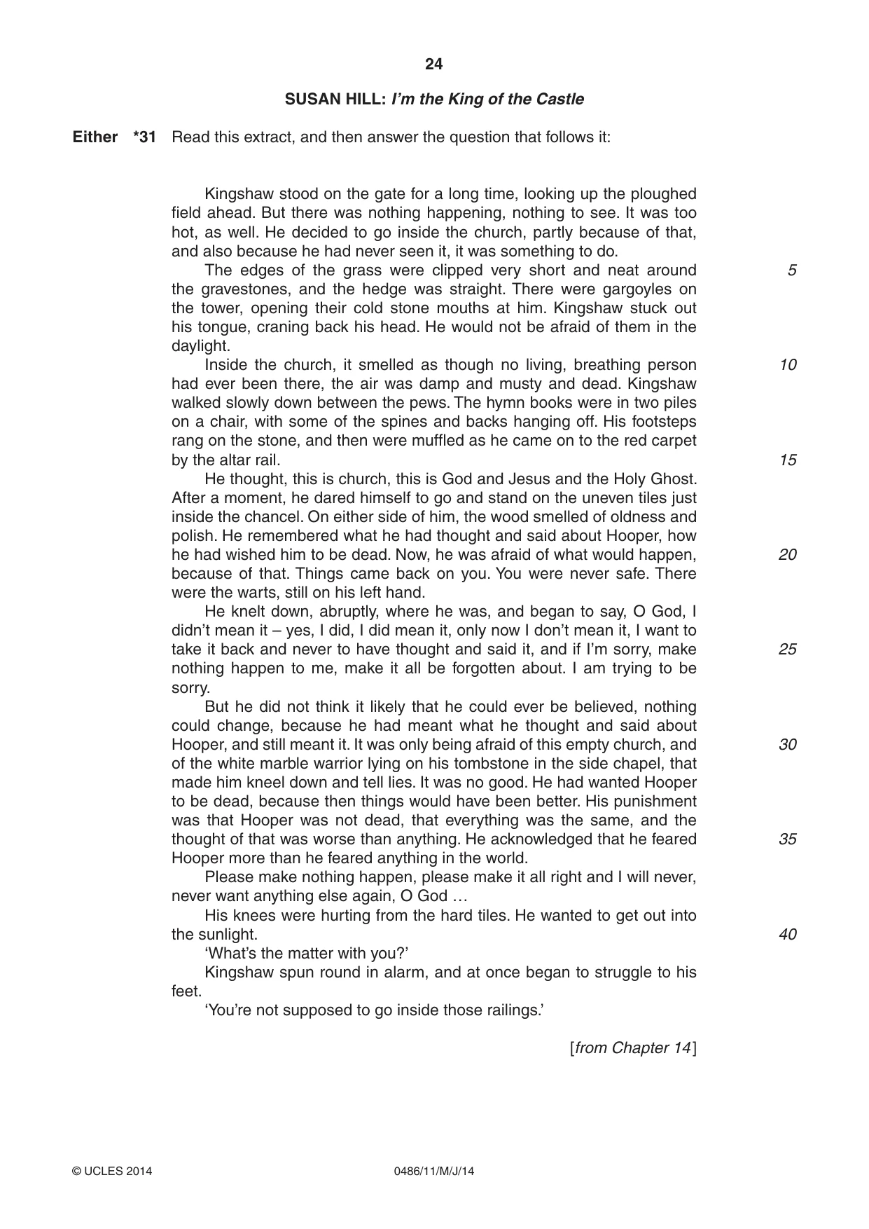 Cambridge IGCSE English - Literature 0486 2014 May/June Paper 1 · Variant 1 question paper, page 24 of 28