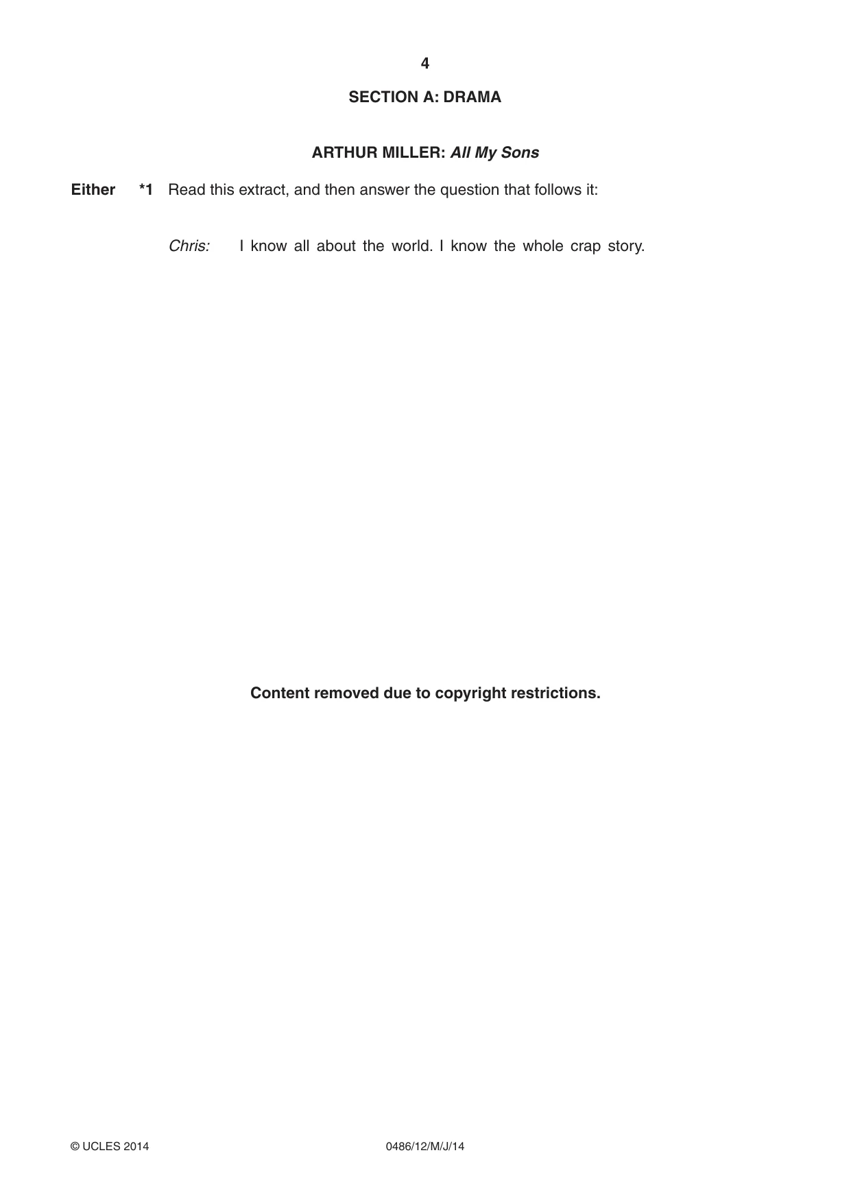 Cambridge IGCSE English - Literature 0486 2014 May/June Paper 1 · Variant 2 question paper, page 4 of 28