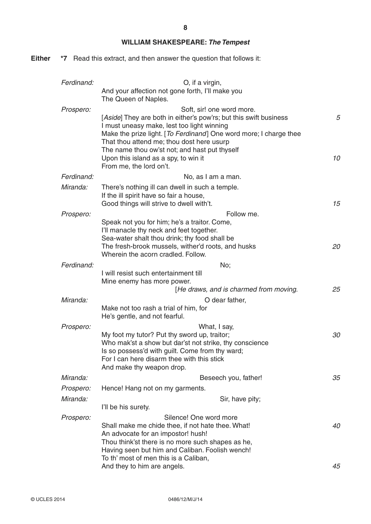 Cambridge IGCSE English - Literature 0486 2014 May/June Paper 1 · Variant 2 question paper, page 8 of 28