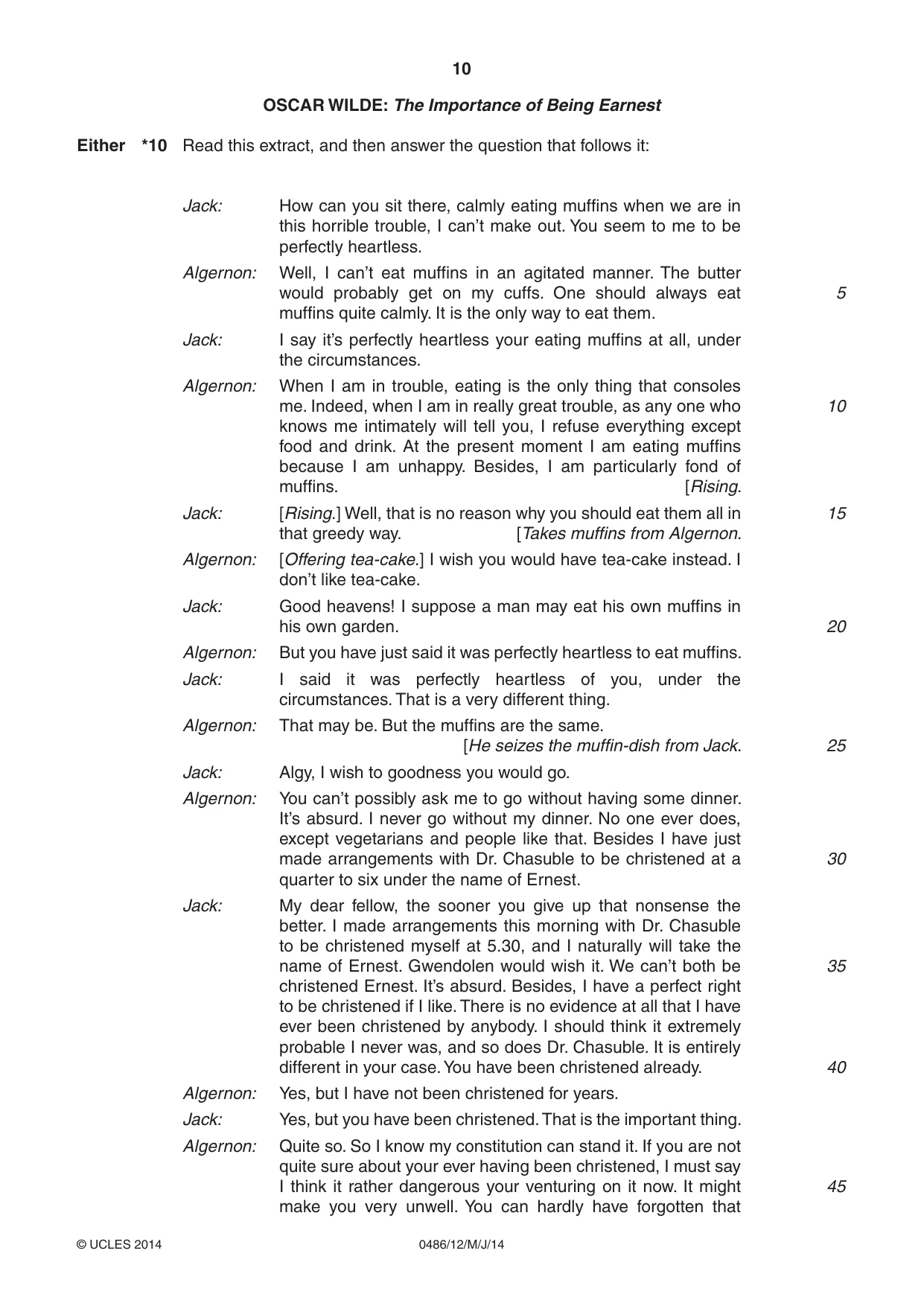 Cambridge IGCSE English - Literature 0486 2014 May/June Paper 1 · Variant 2 question paper, page 10 of 28