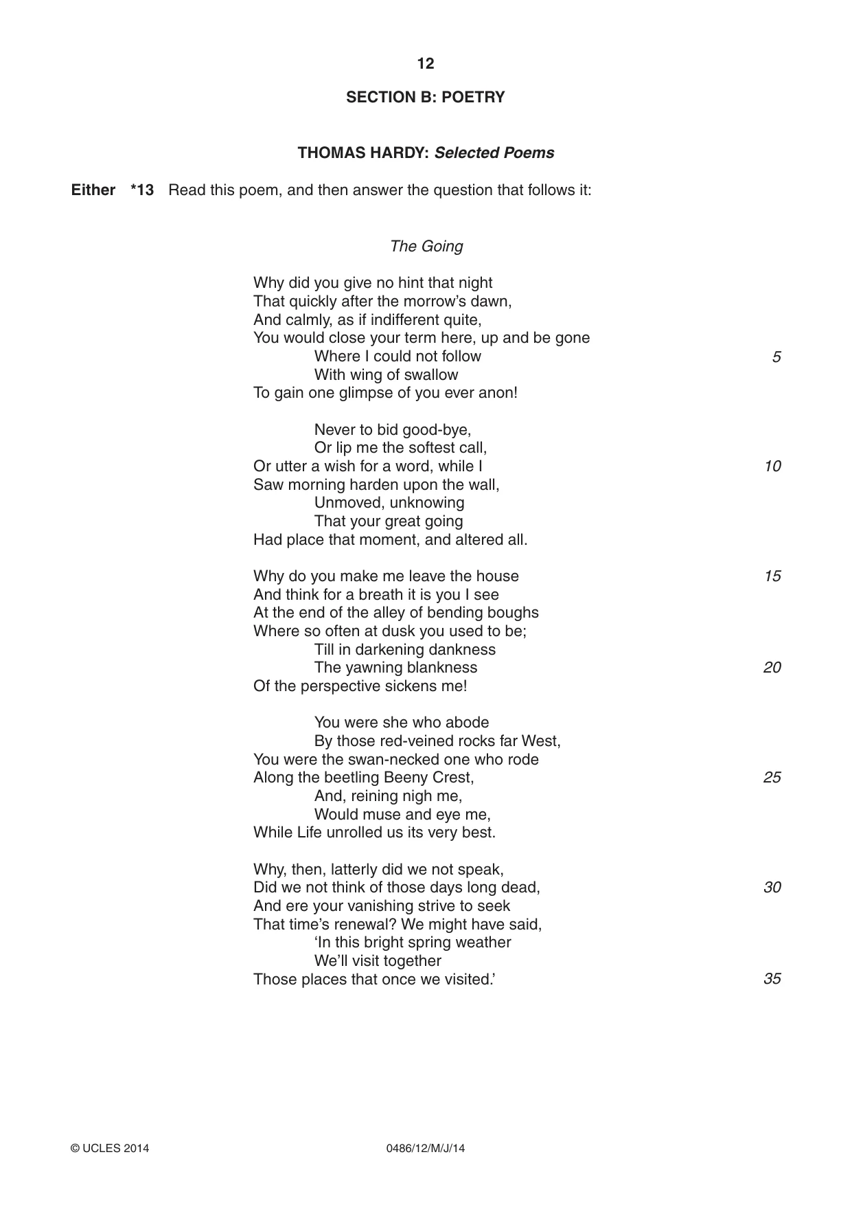 Cambridge IGCSE English - Literature 0486 2014 May/June Paper 1 · Variant 2 question paper, page 12 of 28