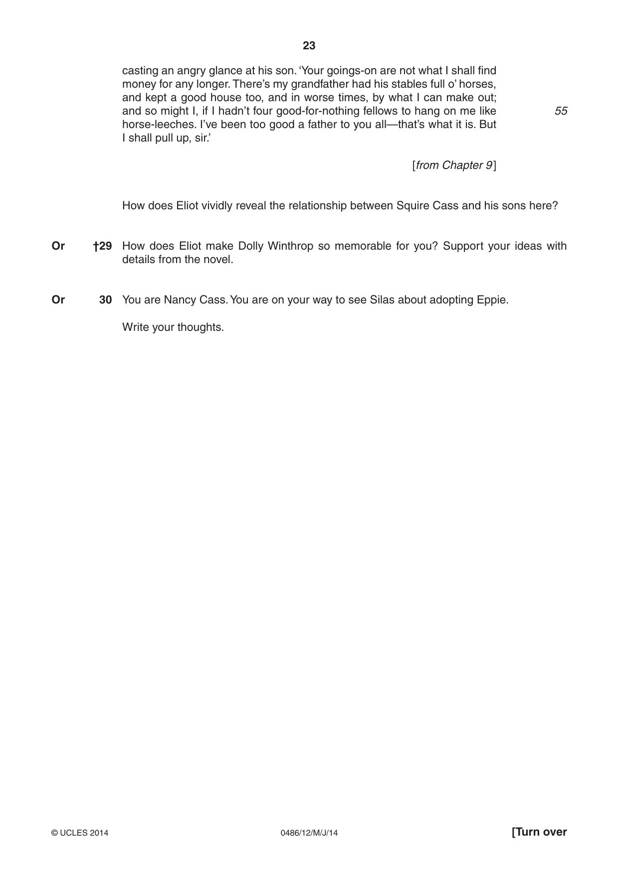 Cambridge IGCSE English - Literature 0486 2014 May/June Paper 1 · Variant 2 question paper, page 23 of 28