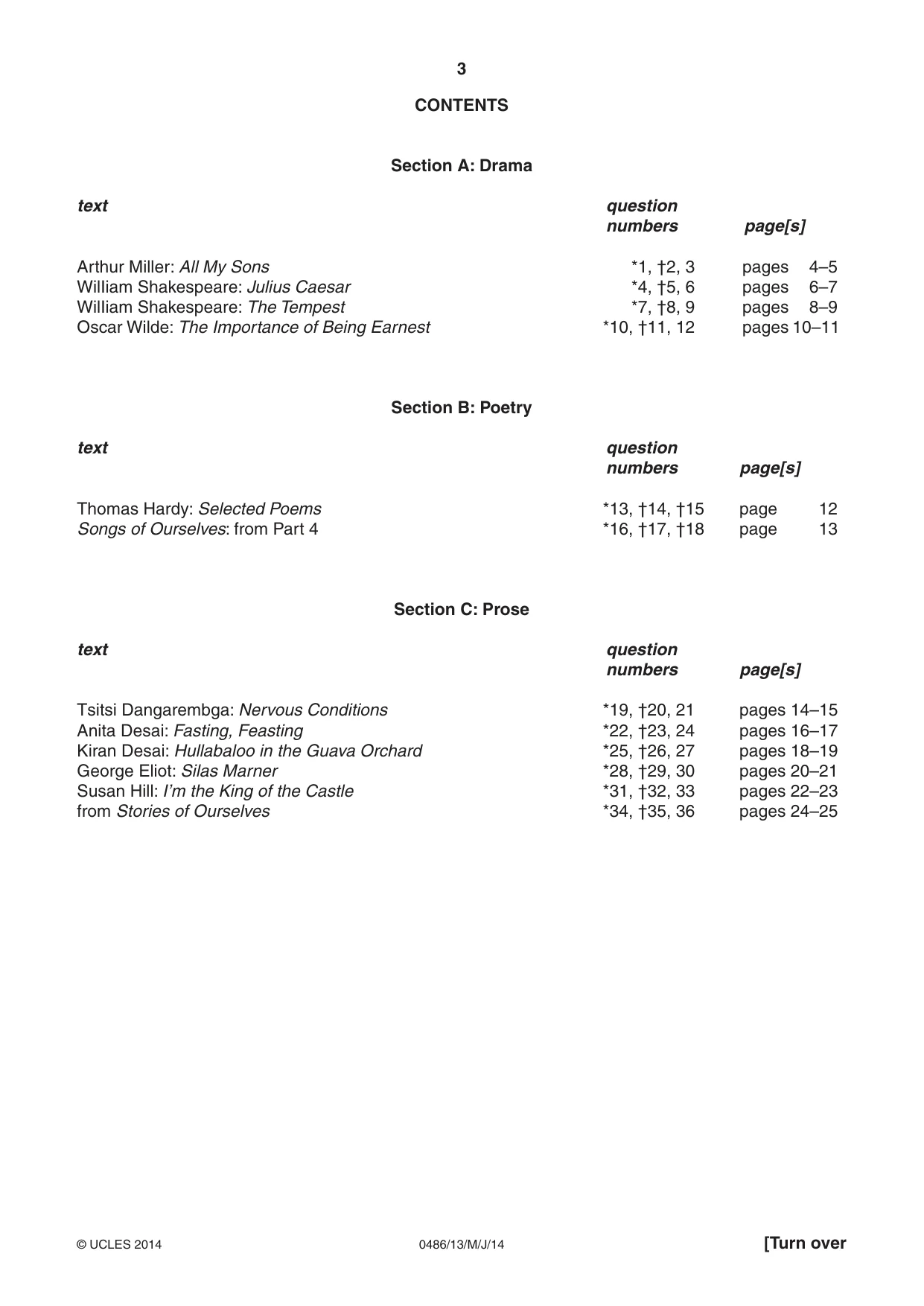 Cambridge IGCSE English - Literature 0486 2014 May/June Paper 1 · Variant 3 question paper, page 3 of 28